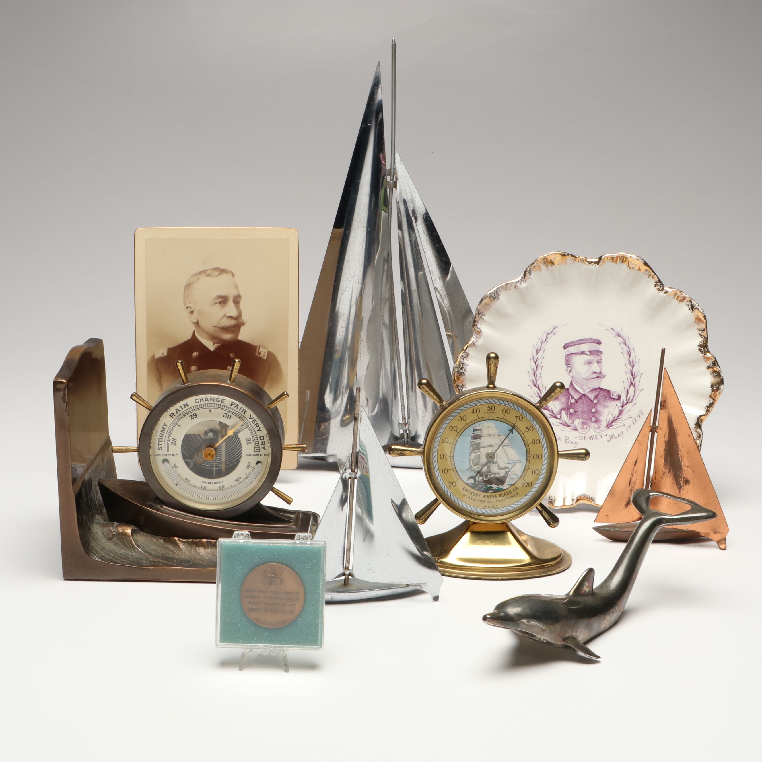 Admiral Dewey Manila Bay Commemorative Dish, Coin and Other Nautical Memorabilia