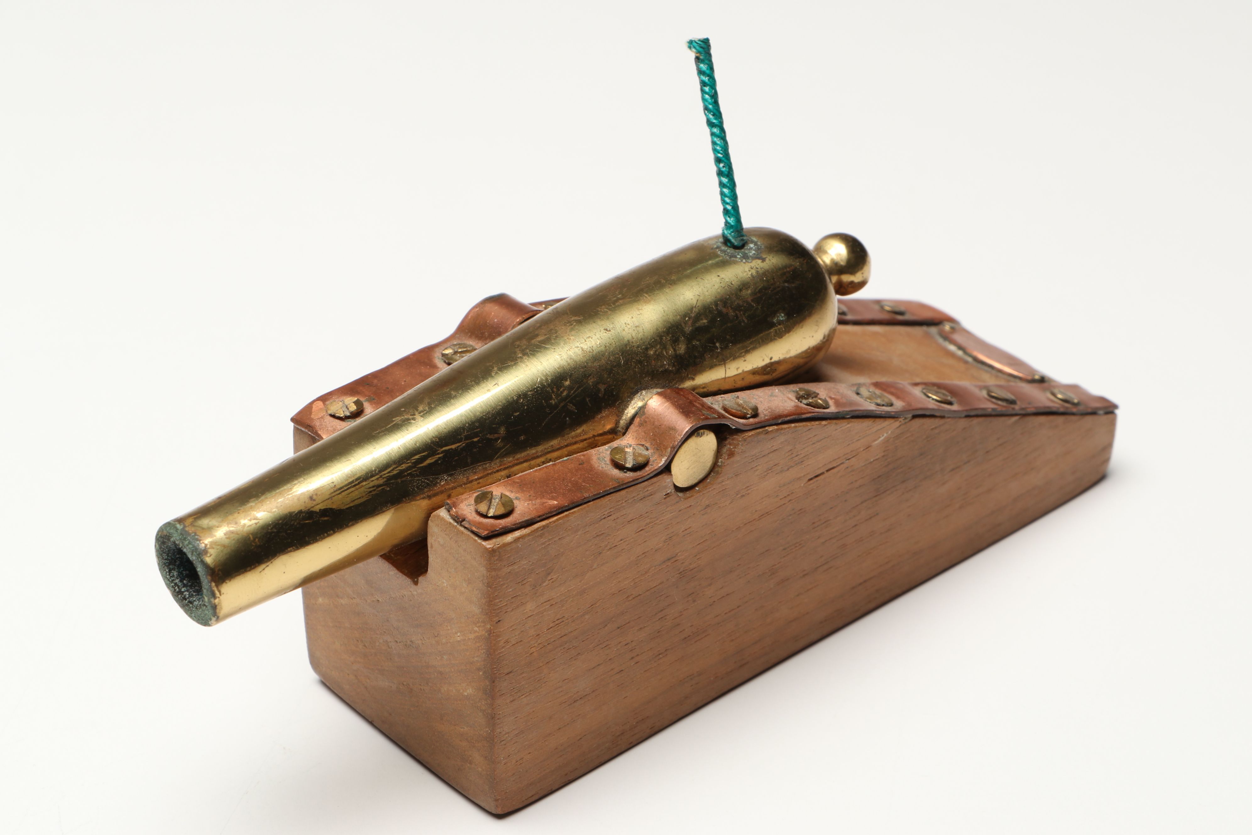 Handcrafted Metal Biplane Sculpture with Toy Cannons