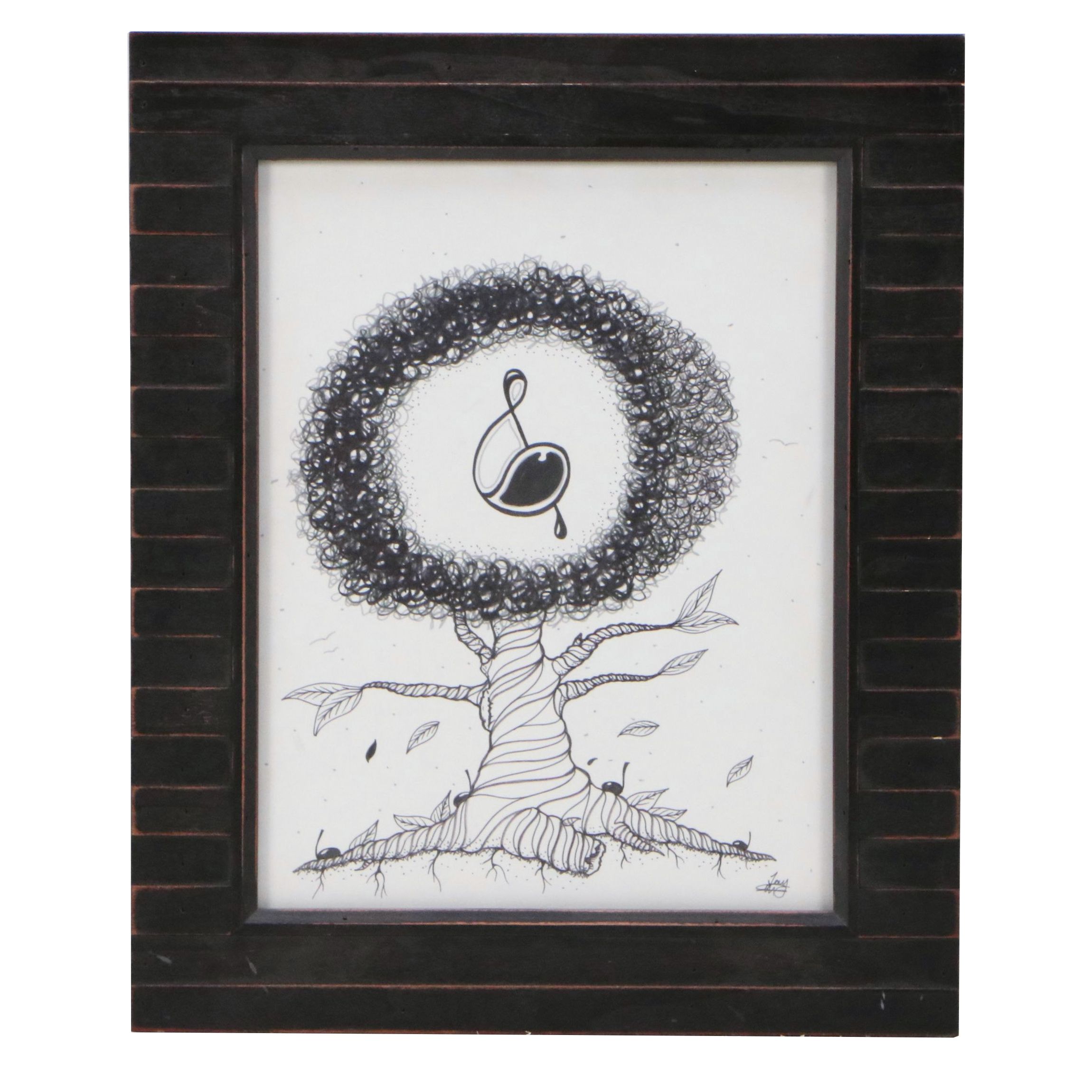 Ink Drawing of Stylized Tree, Circa 2010