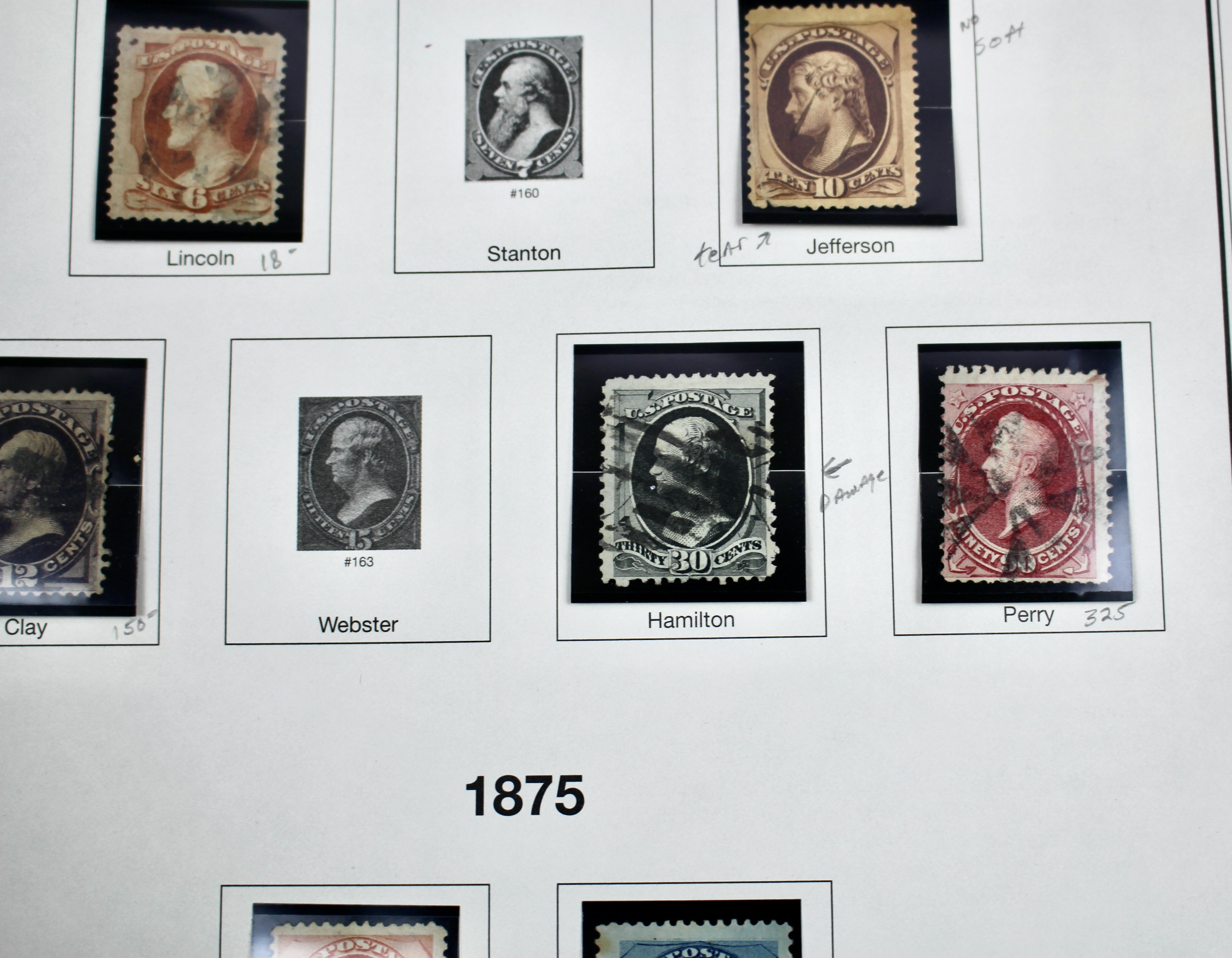 Twenty Classic Early U.S. Postage Stamps, Scott 145 to 179