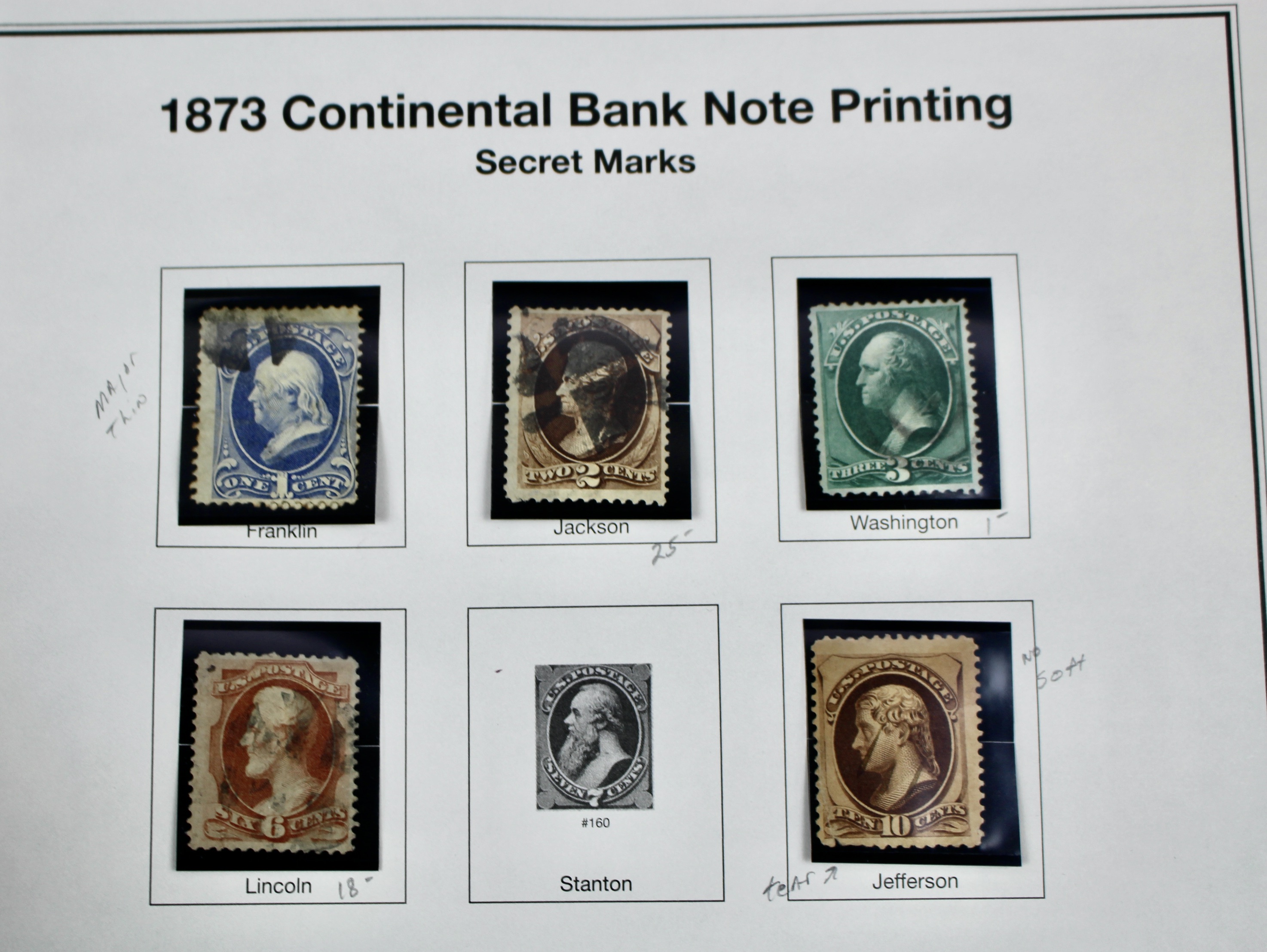 Twenty Classic Early U.S. Postage Stamps, Scott 145 to 179