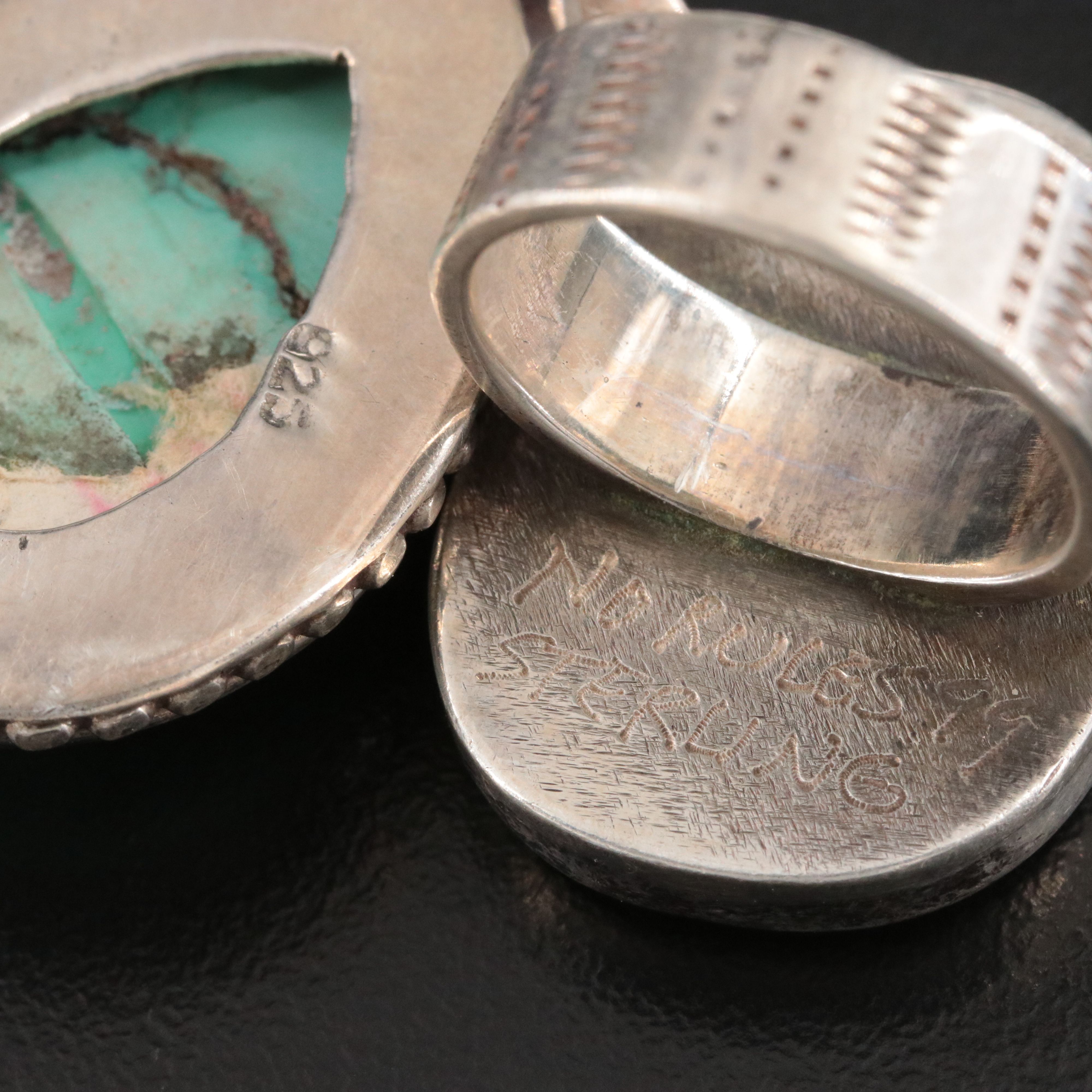 Sterling Turquoise and Connemara Marble Ring and Pendants