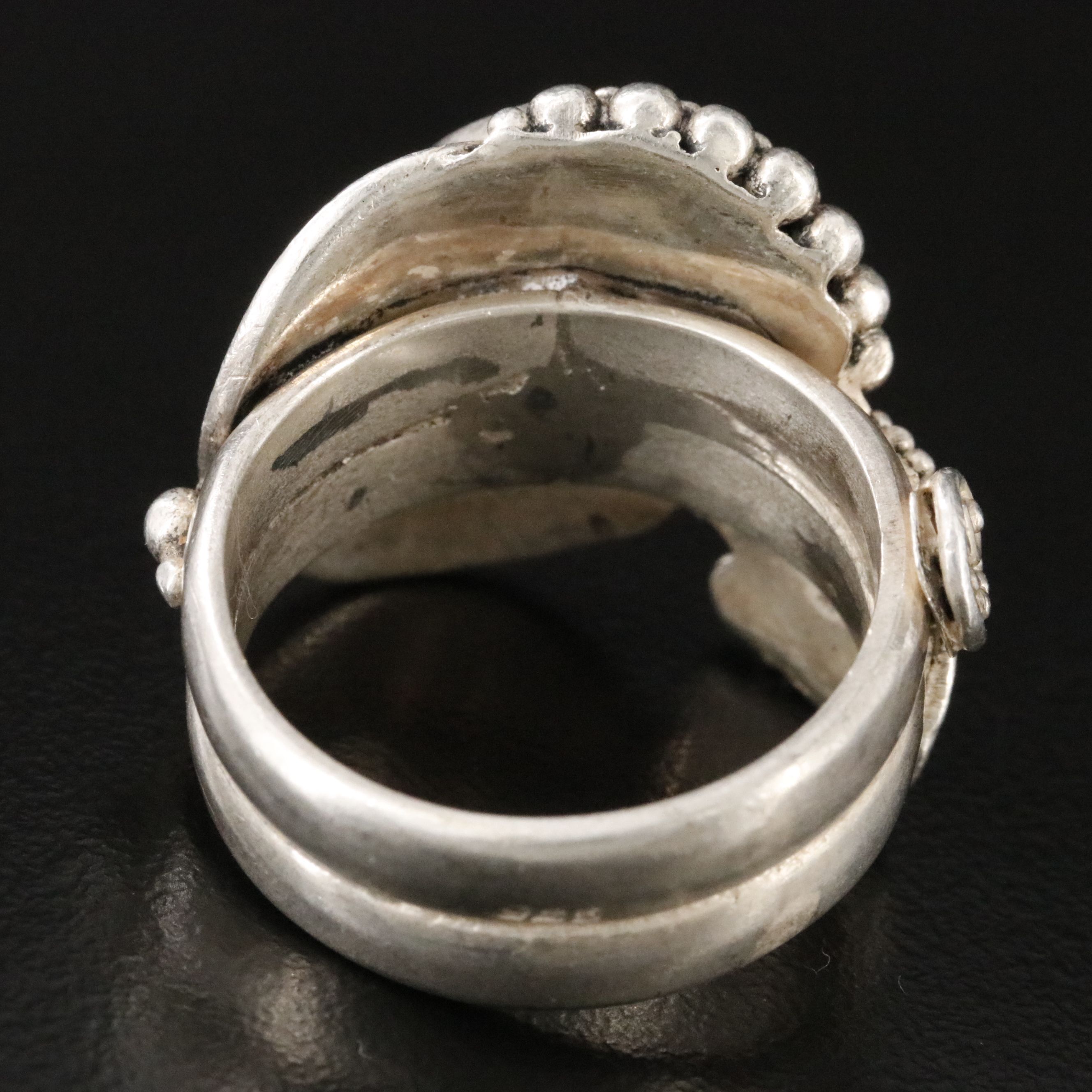 Sterling Black Onyx Granulated Scroll Ring