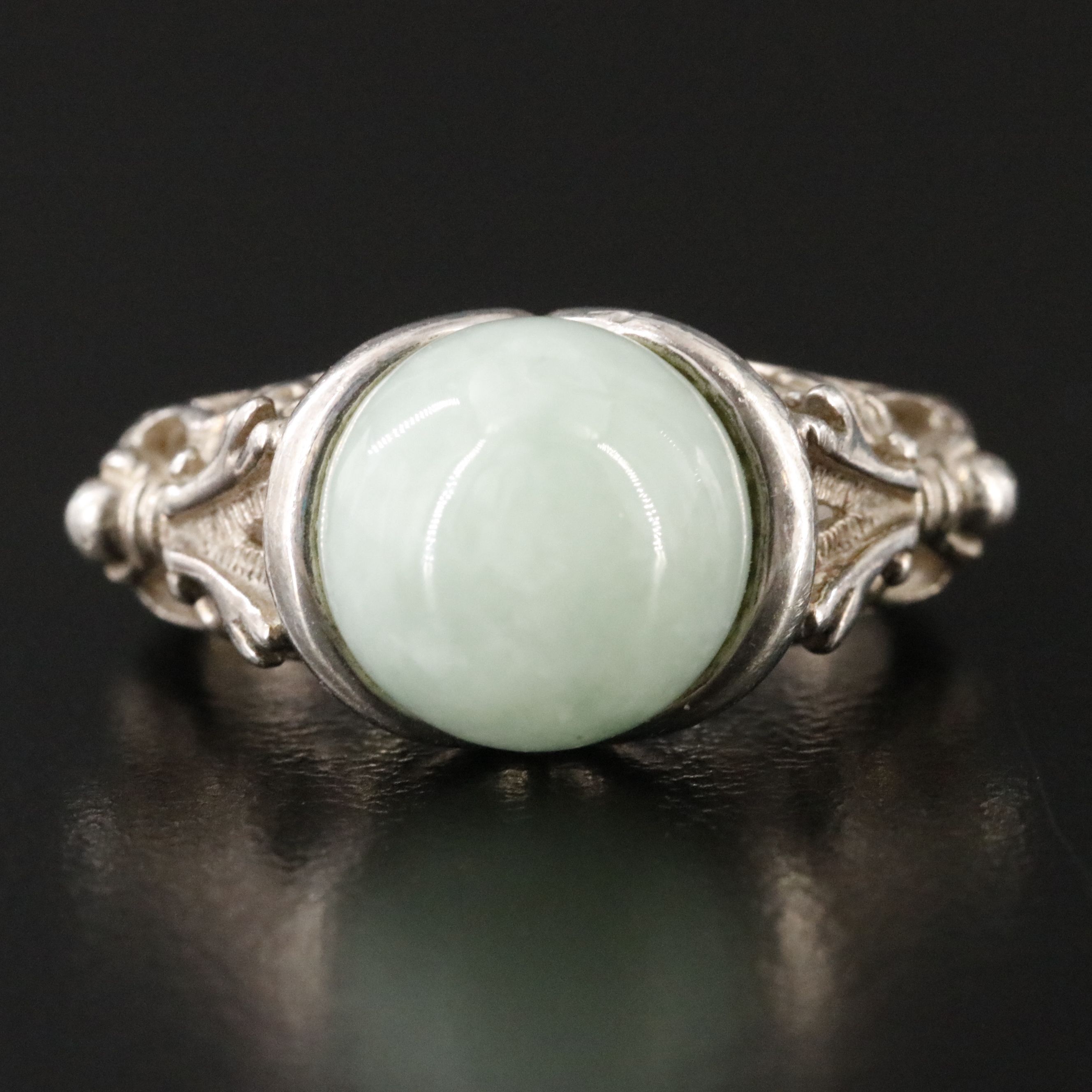 Sterling Jadeite Dragon Ring