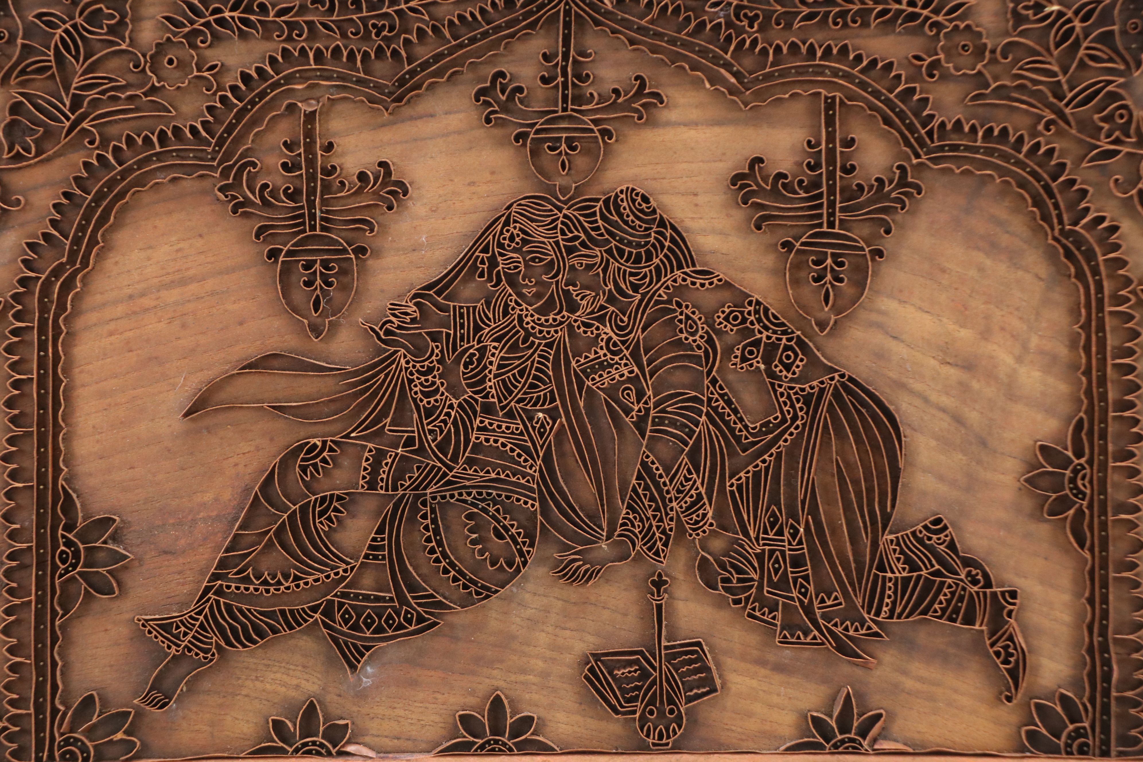 Indian Inspired Bent Copper Bas-Relief Panel