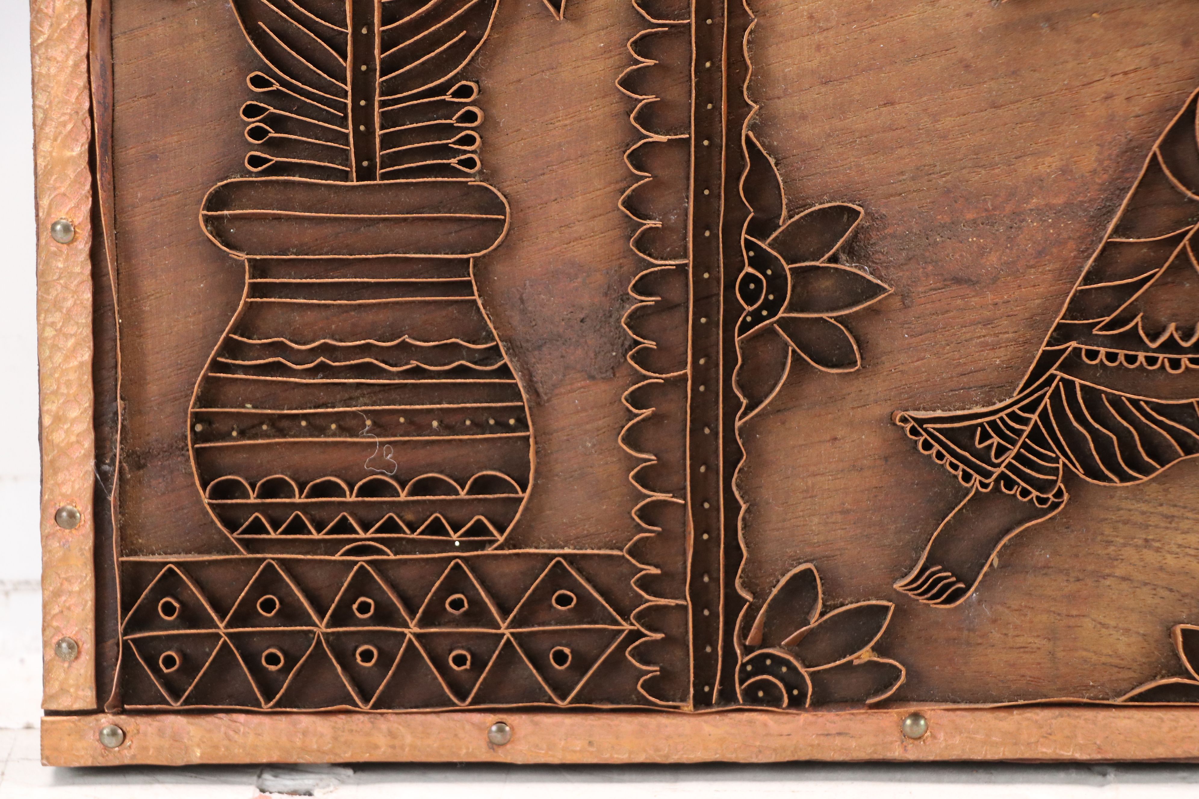 Indian Inspired Bent Copper Bas-Relief Panel