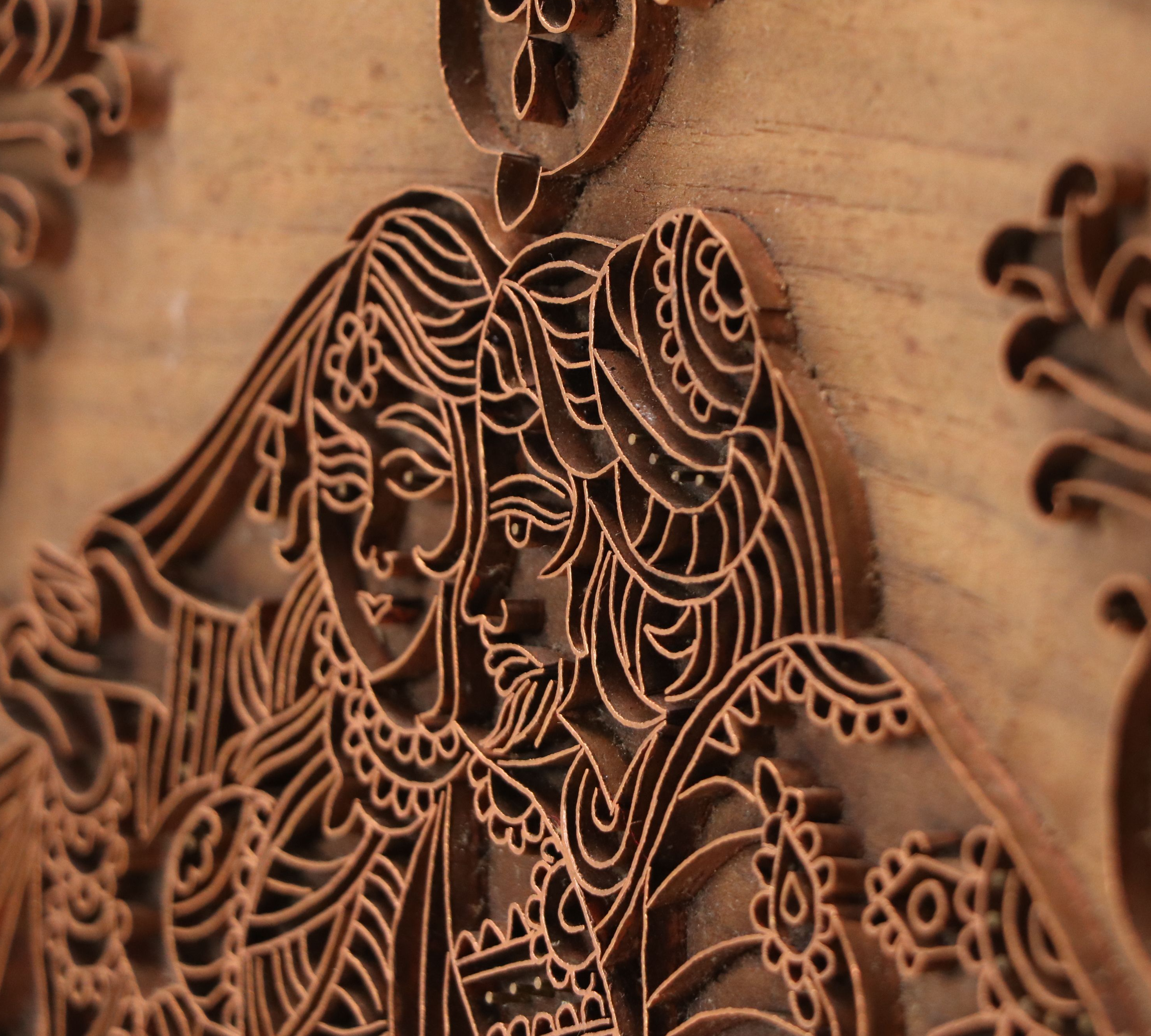 Indian Inspired Bent Copper Bas-Relief Panel