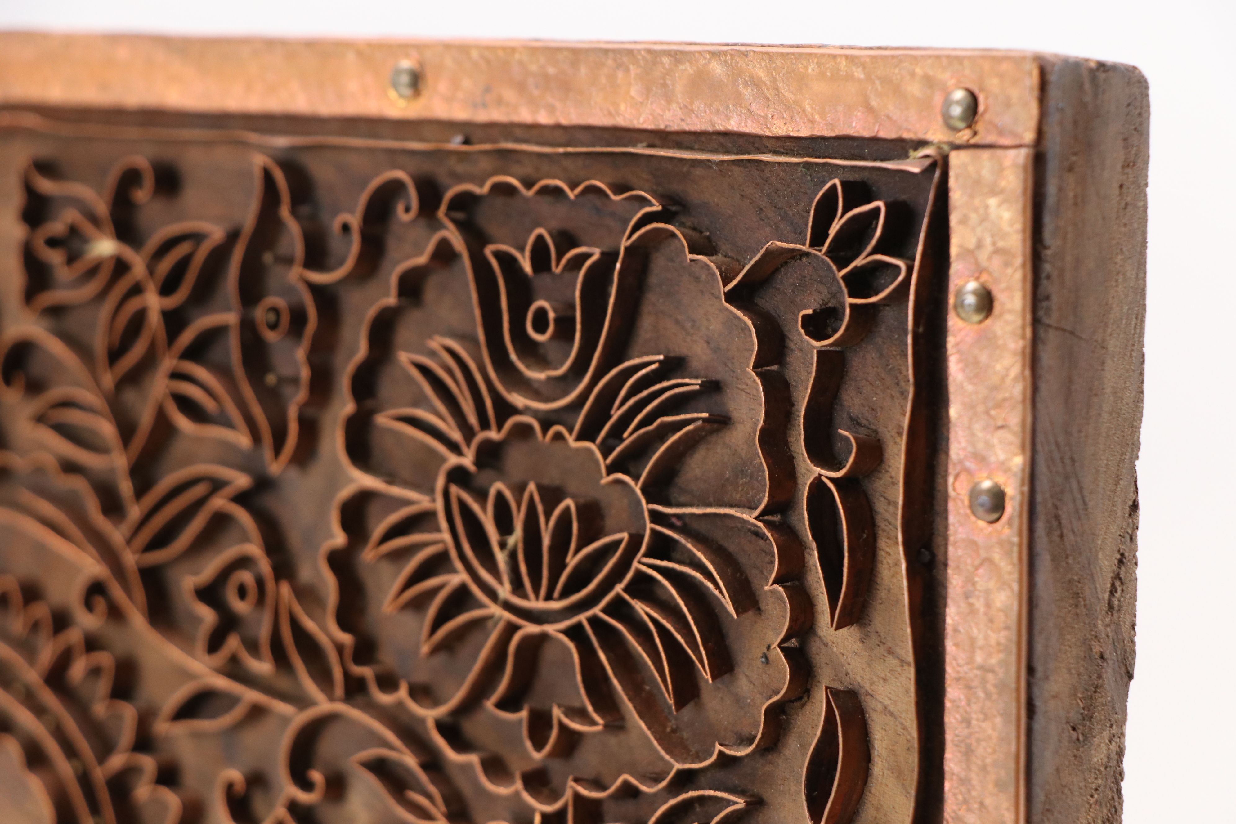 Indian Inspired Bent Copper Bas-Relief Panel
