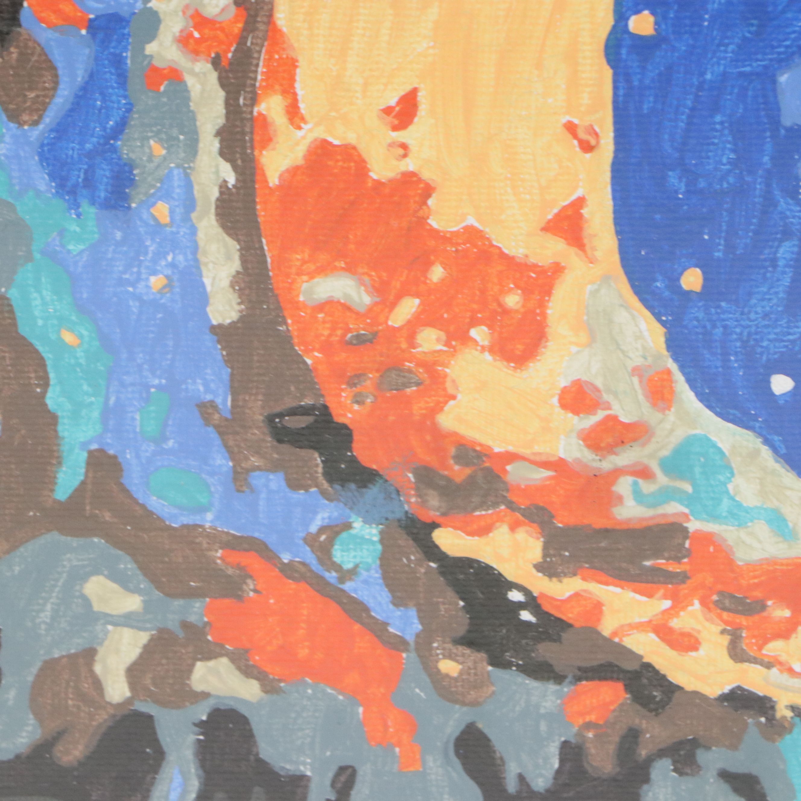 Brittony Martin Acrylic Painting of Moon Lady with Stars, Circa 2026