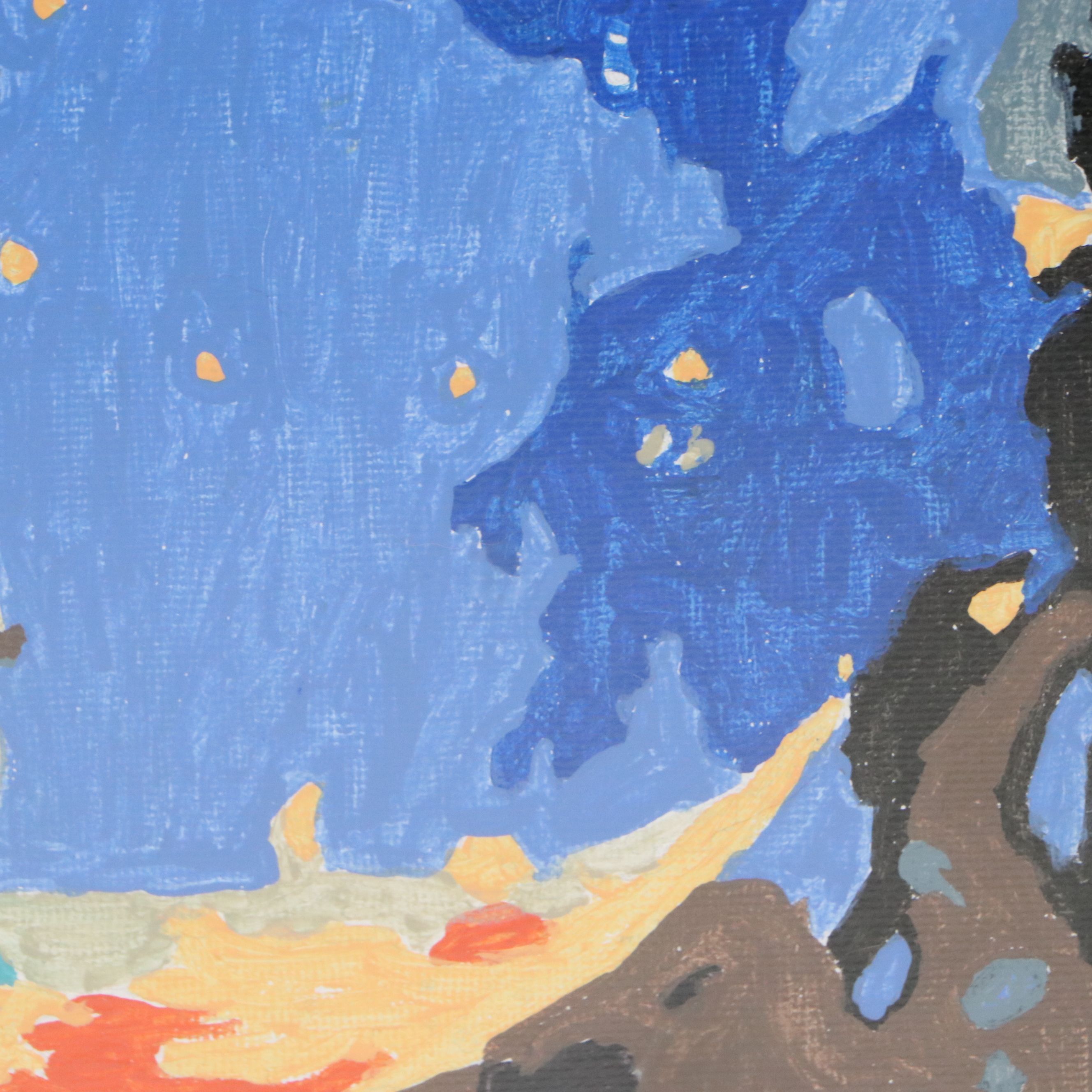 Brittony Martin Acrylic Painting of Moon Lady with Stars, Circa 2026