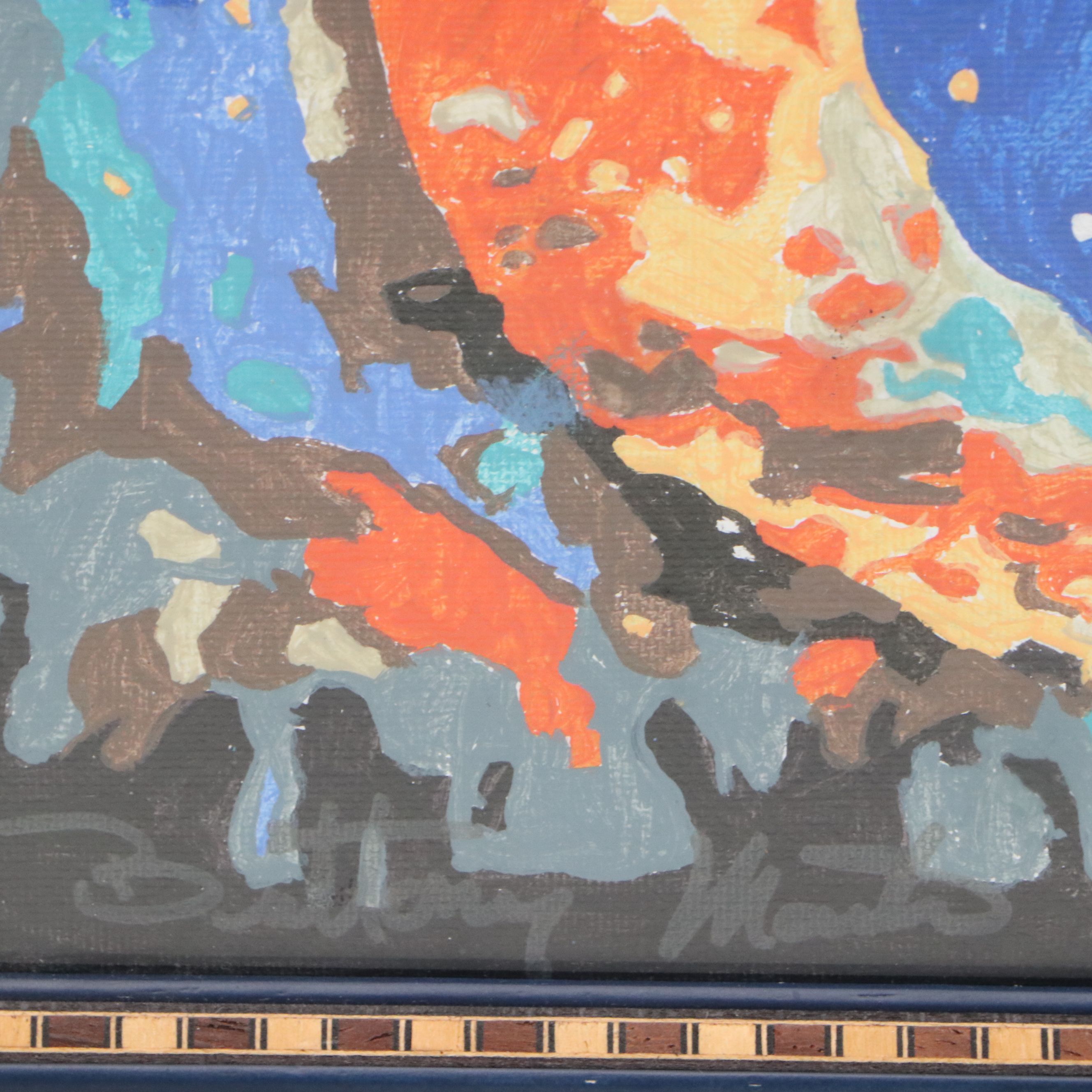 Brittony Martin Acrylic Painting of Moon Lady with Stars, Circa 2026