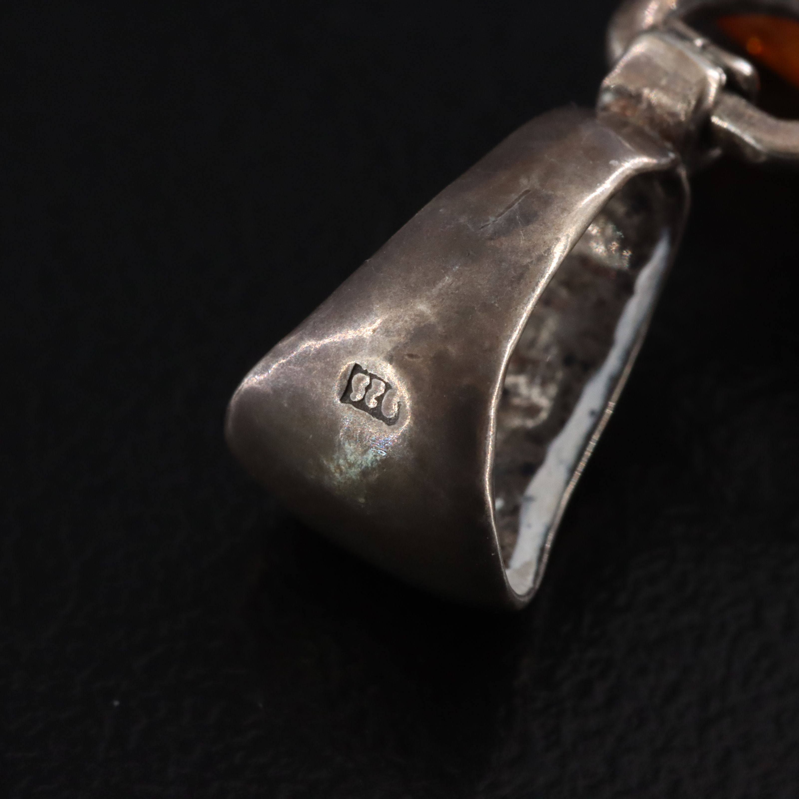 Sterling Amber Cross Pendant