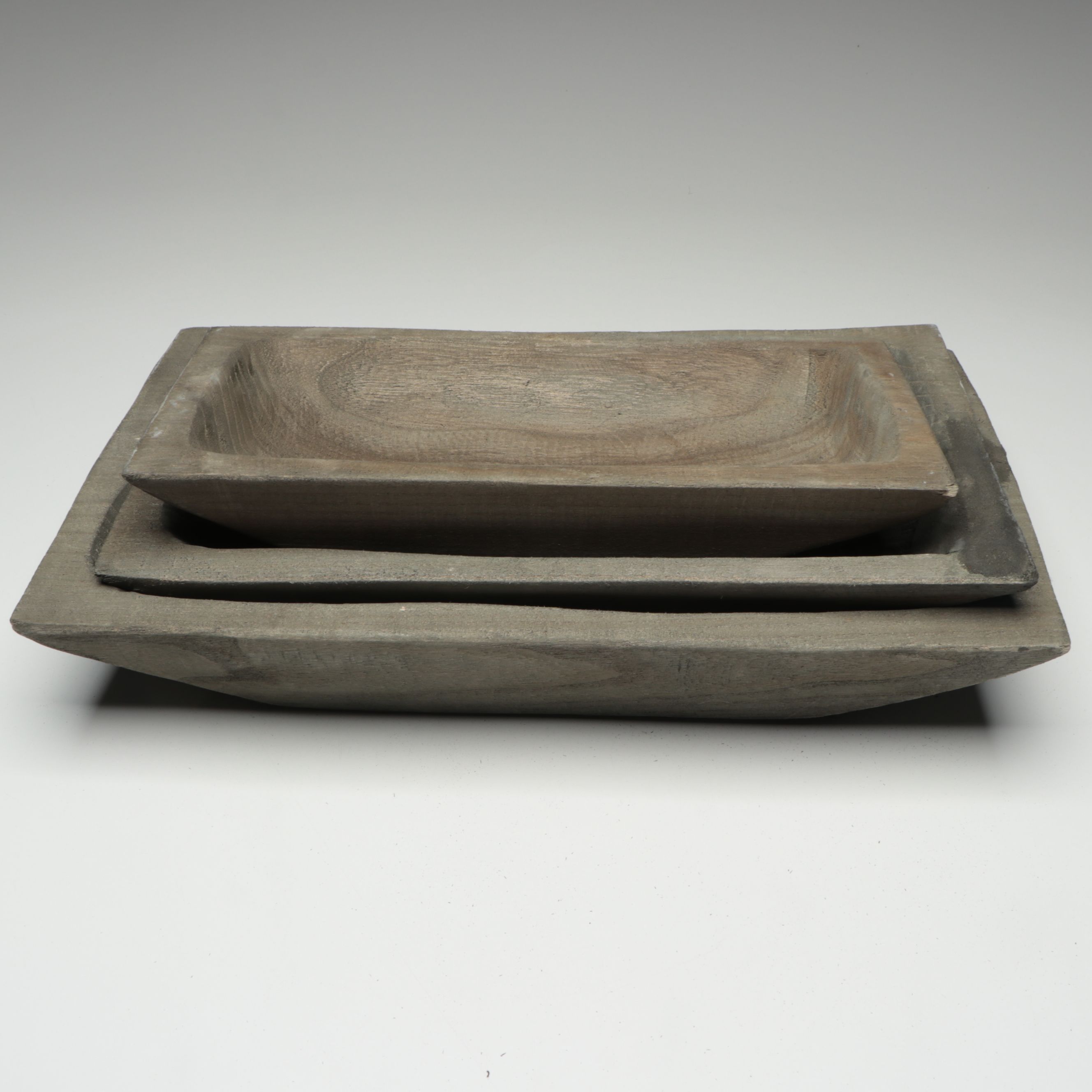 Primitive Style Wooden Decorative Nesting Dough Bowls