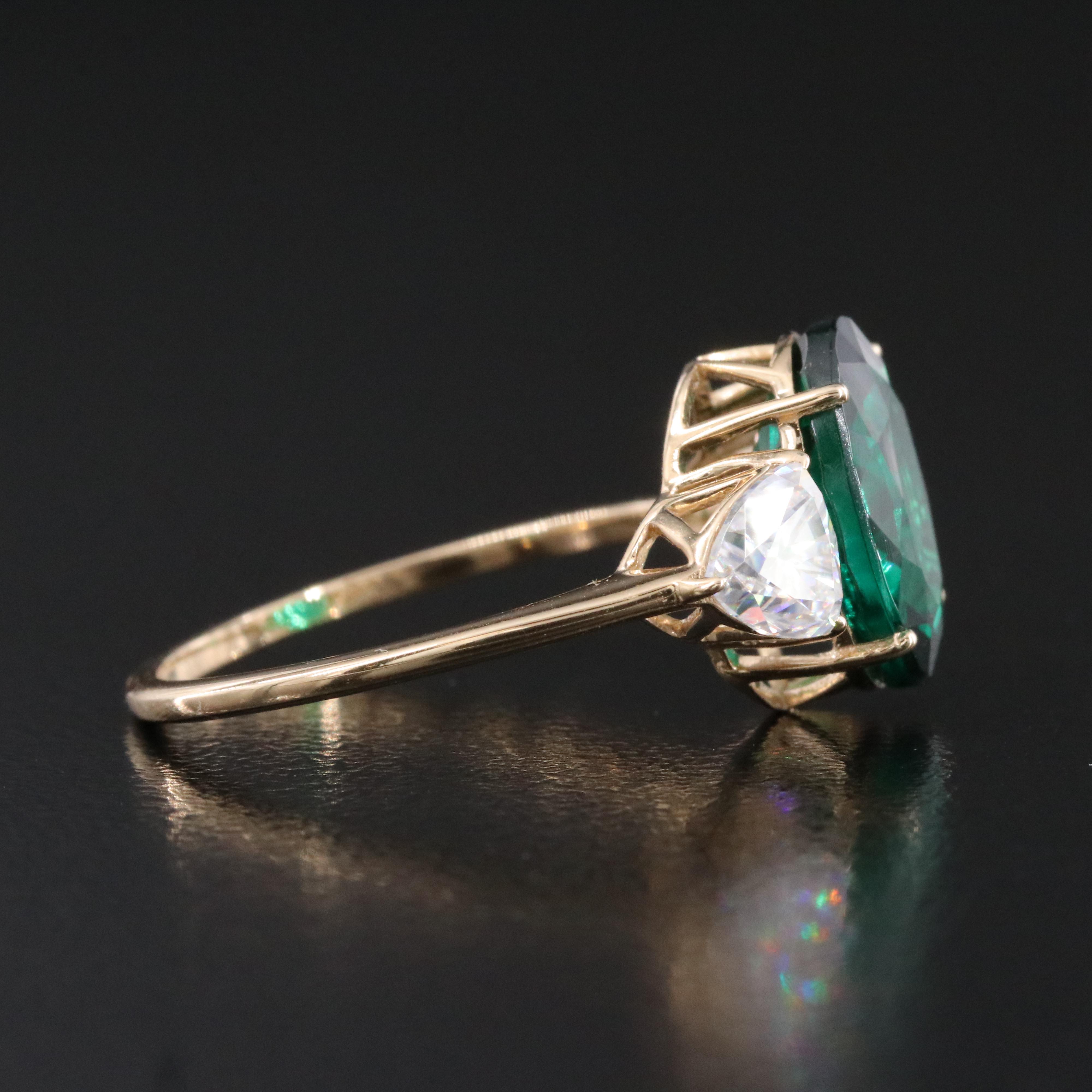 14K 2.57 CT Lab Grown Emerald and Moissanite Ring