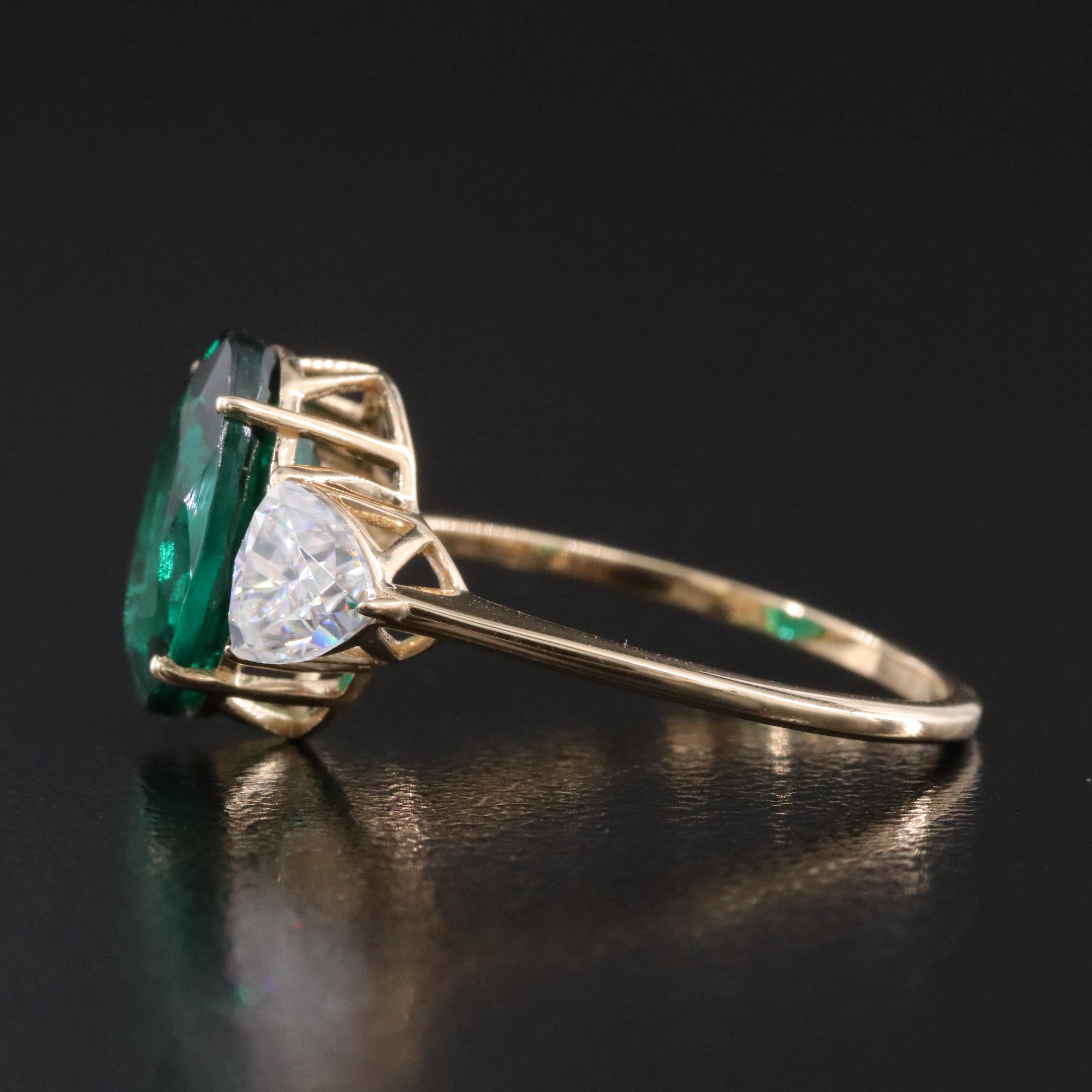 14K 2.57 CT Lab Grown Emerald and Moissanite Ring