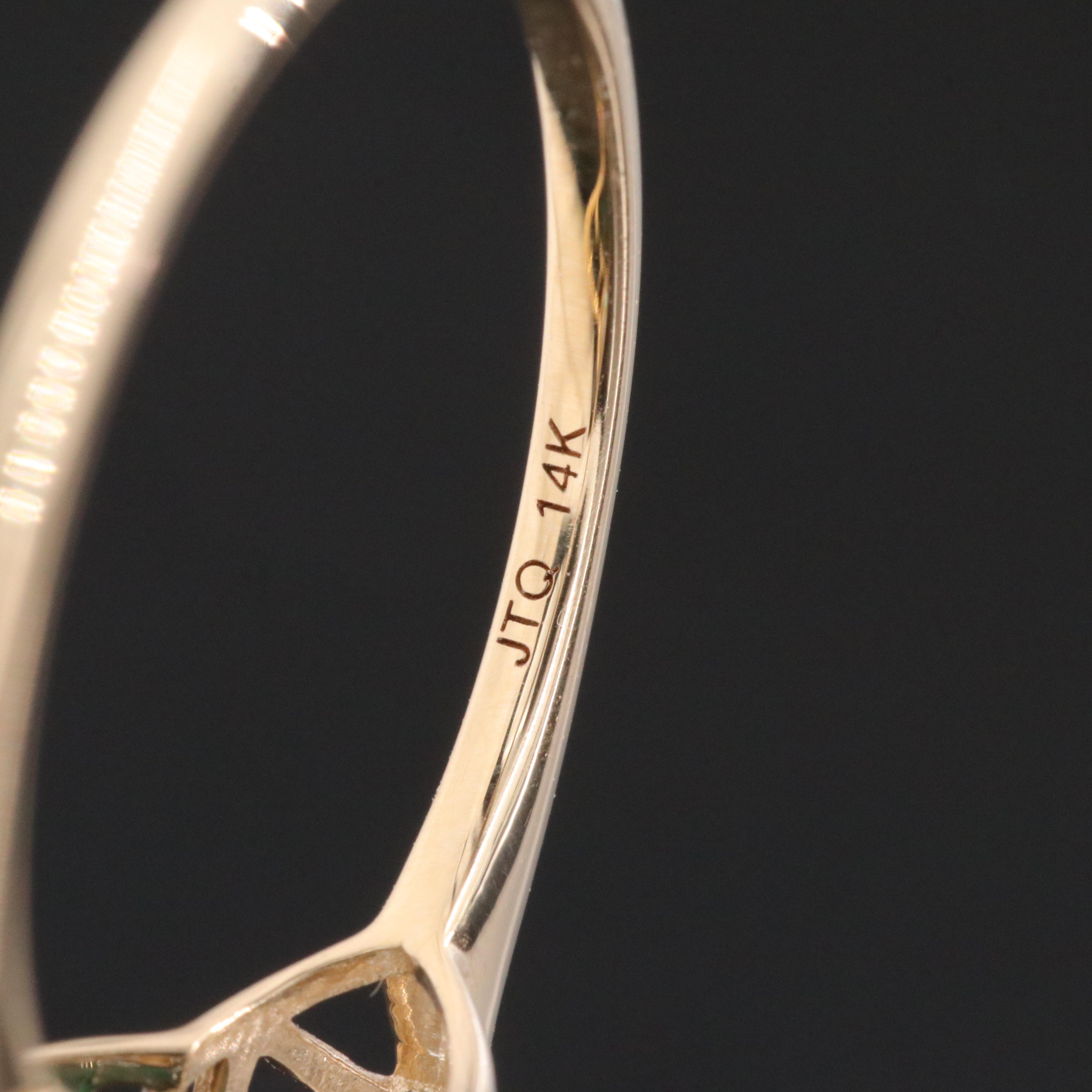 14K 2.57 CT Lab Grown Emerald and Moissanite Ring