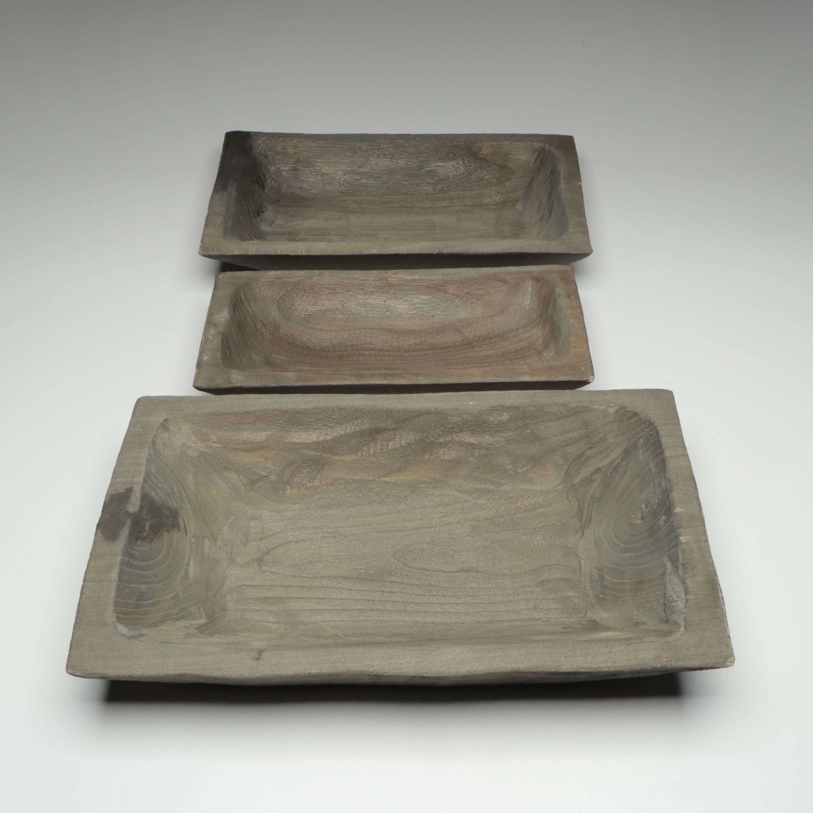 Primitive Style Wooden Decorative Nesting Dough Bowls