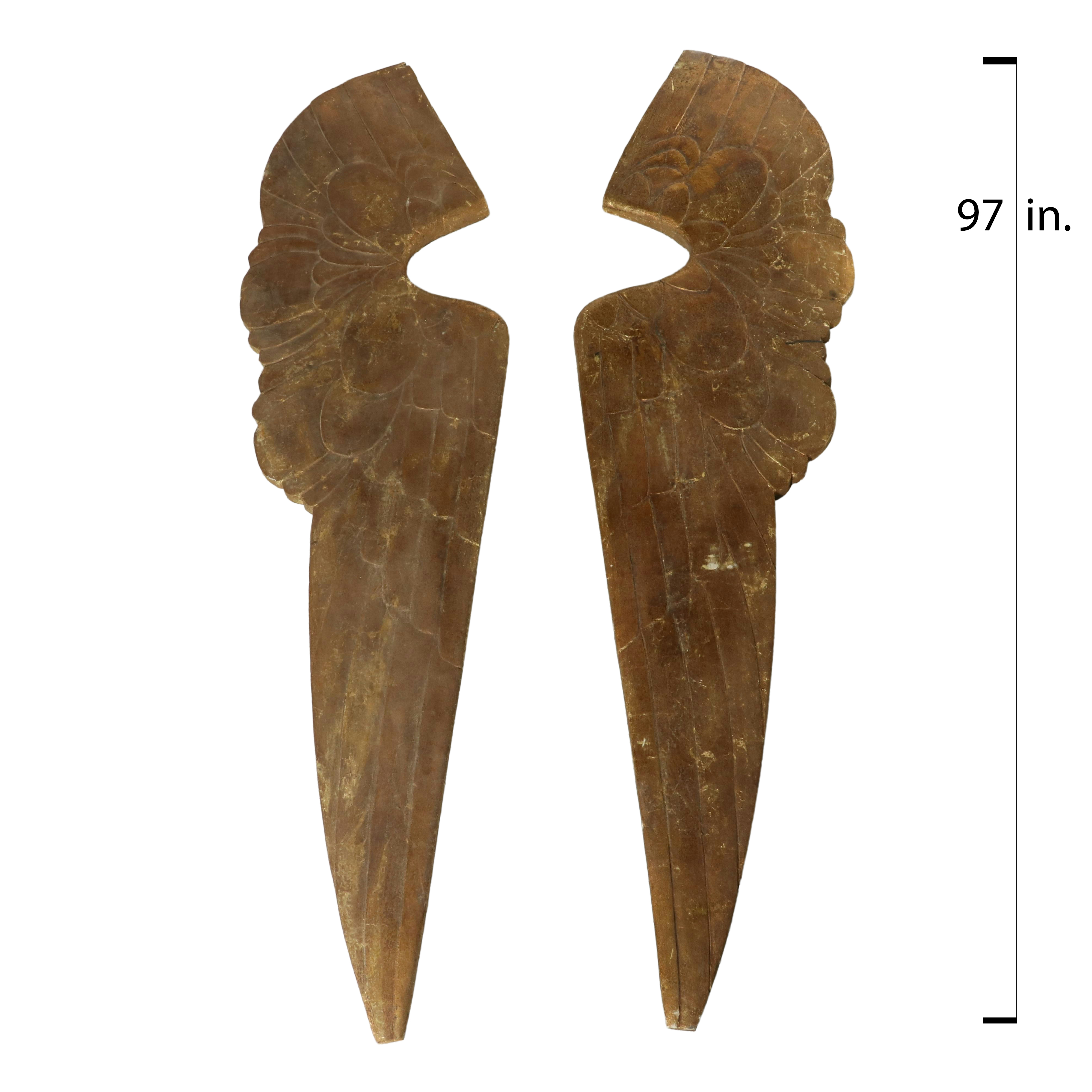 Pair of Monumental Carved Giltwood and Gesso Angel Wings