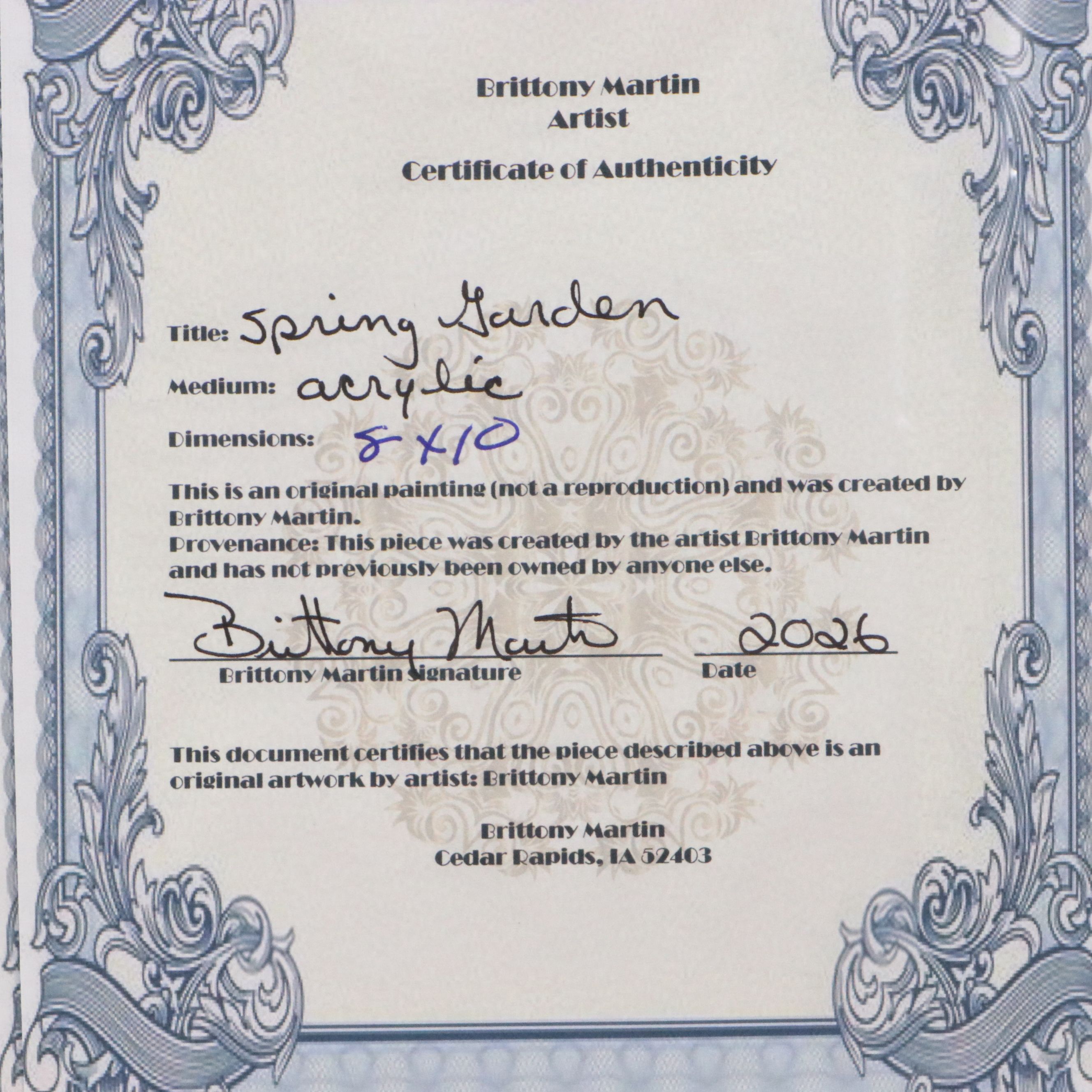 Brittony Martin Acrylic Painting "Spring Garden," 2026