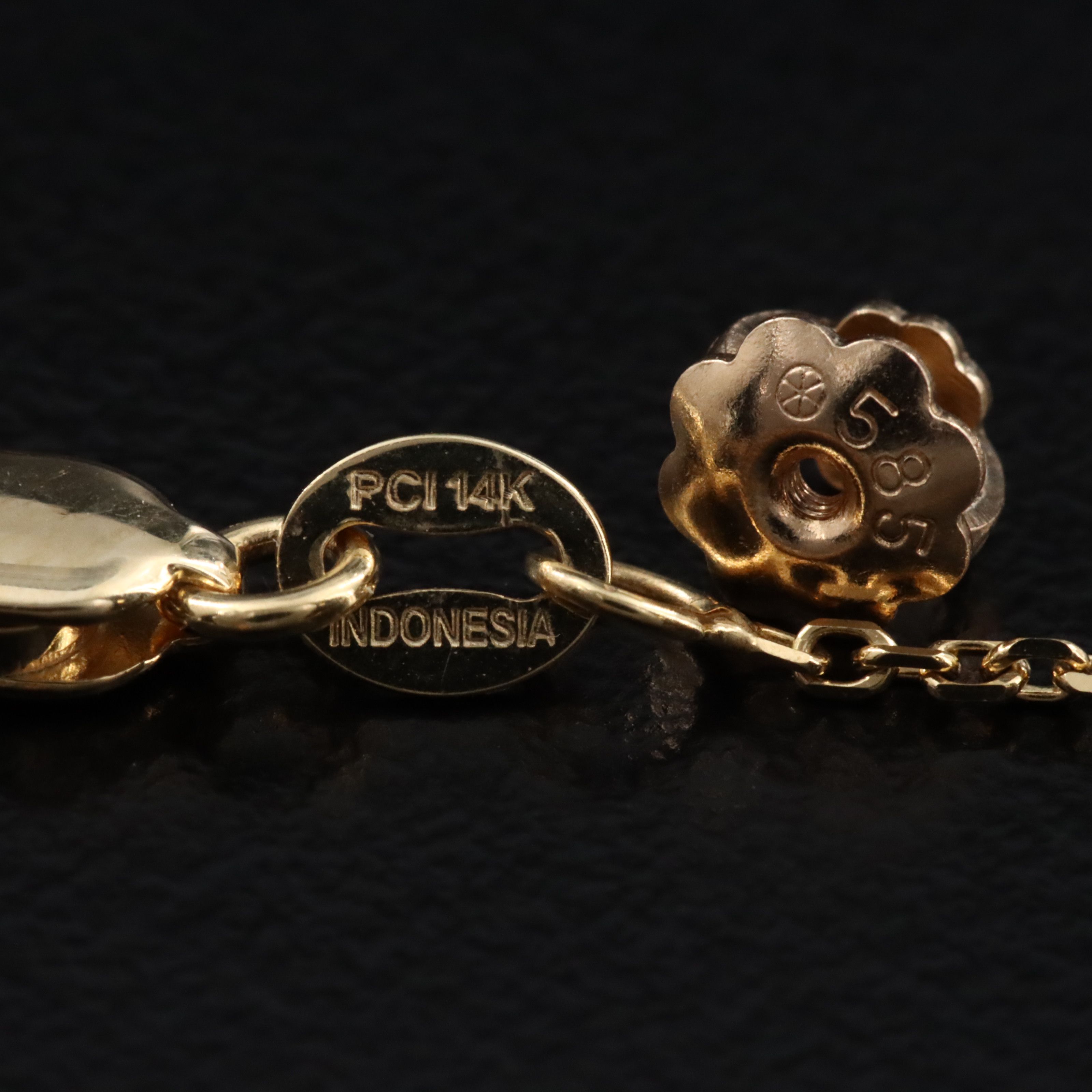 14K CZ Stud Earrings and Pendant Necklace