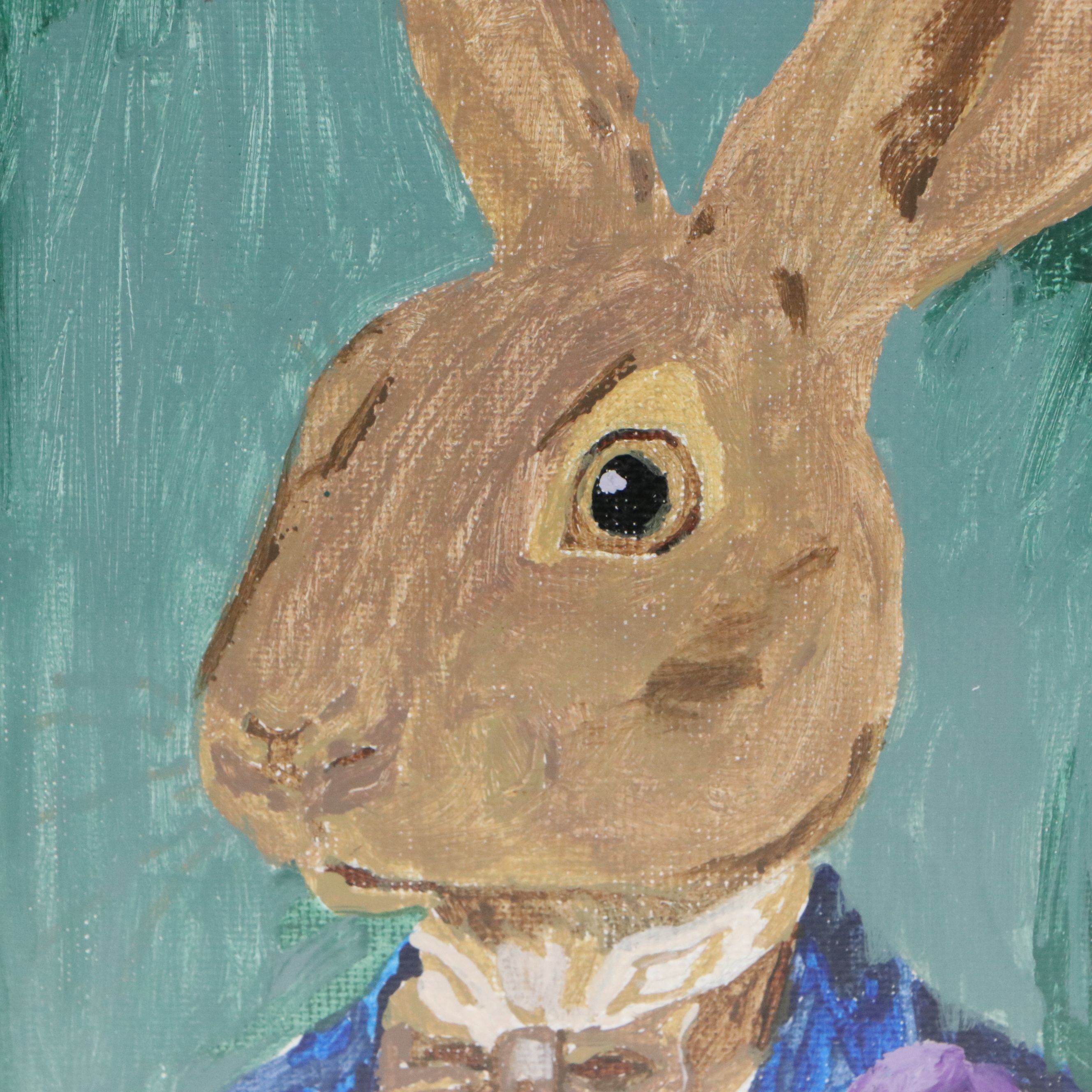 Brittony Martin Acrylic Painting of Dapper Rabbit, Circa 2026