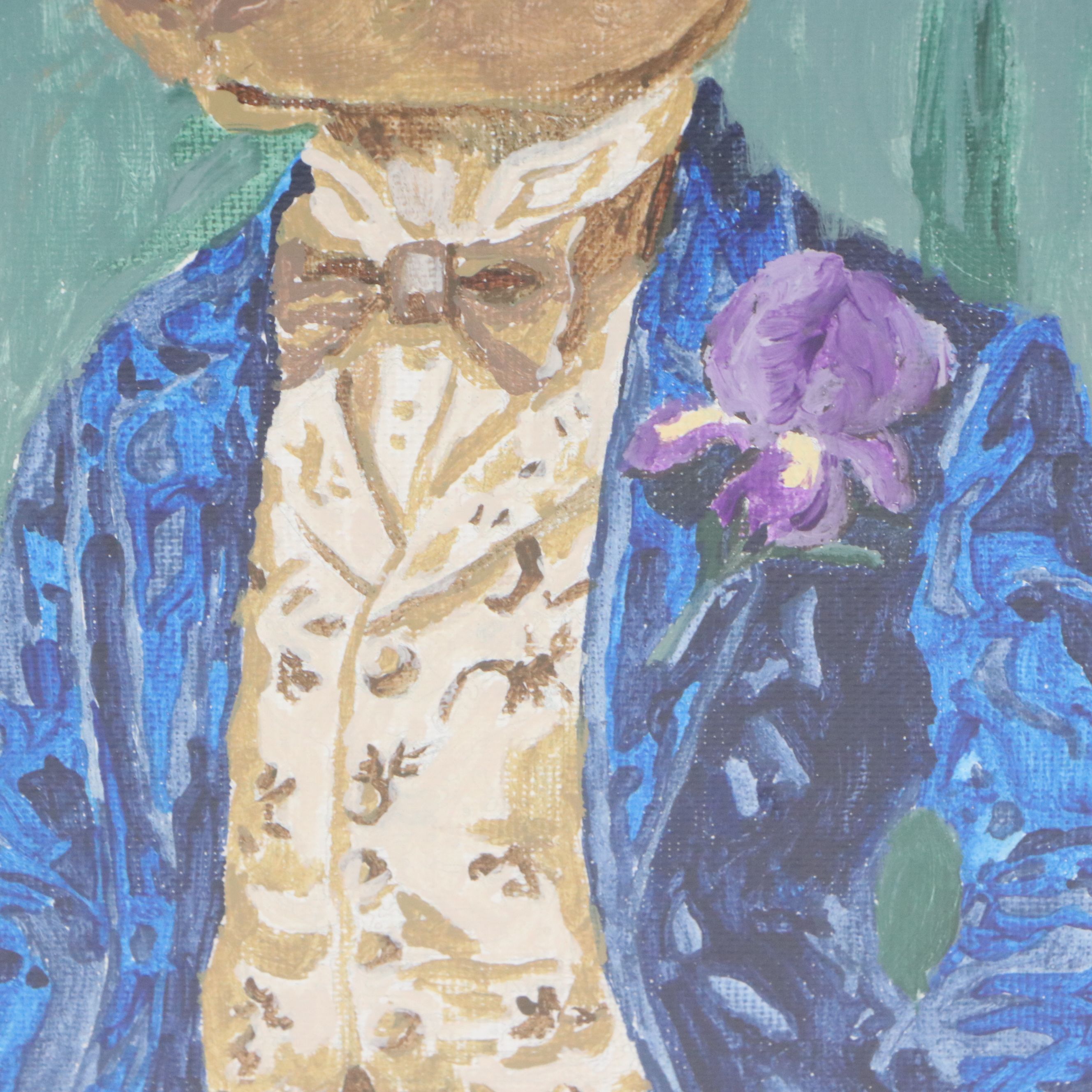 Brittony Martin Acrylic Painting of Dapper Rabbit, Circa 2026