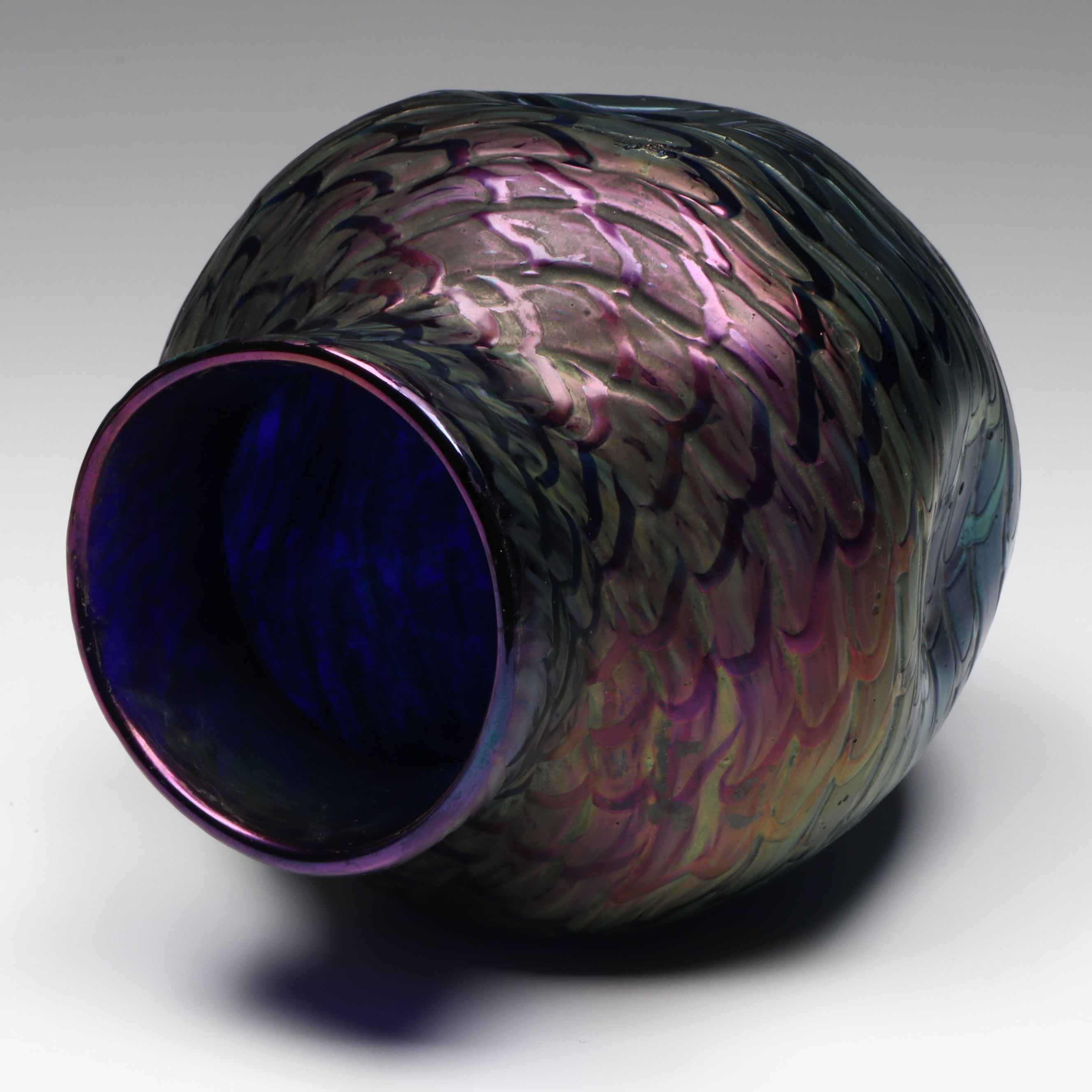 Kralik Austrian Art Glass Fish Scale Vase, Early 20th Century