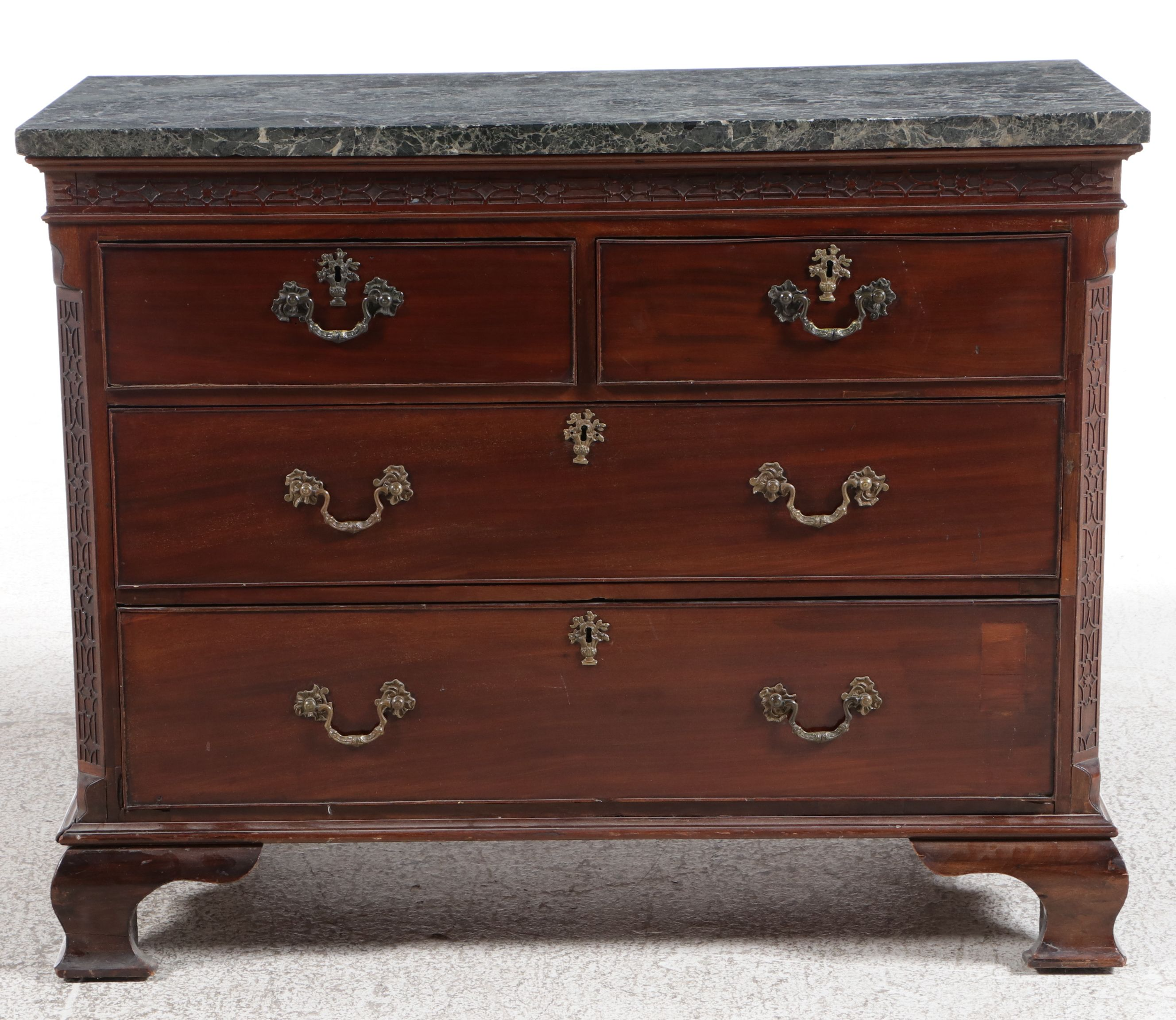 Georgian Style Marble Top Mahogany Commode