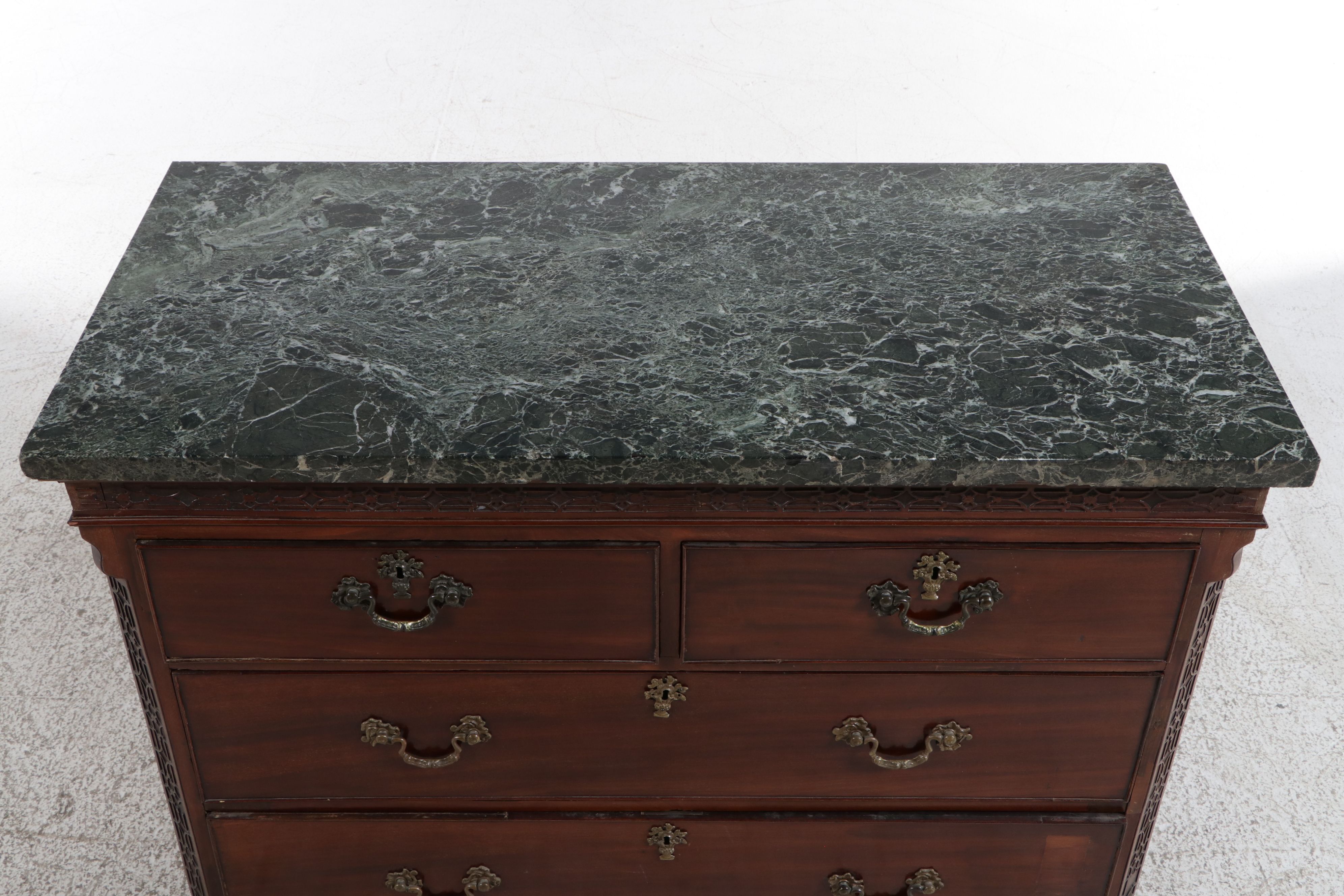 Georgian Style Marble Top Mahogany Commode