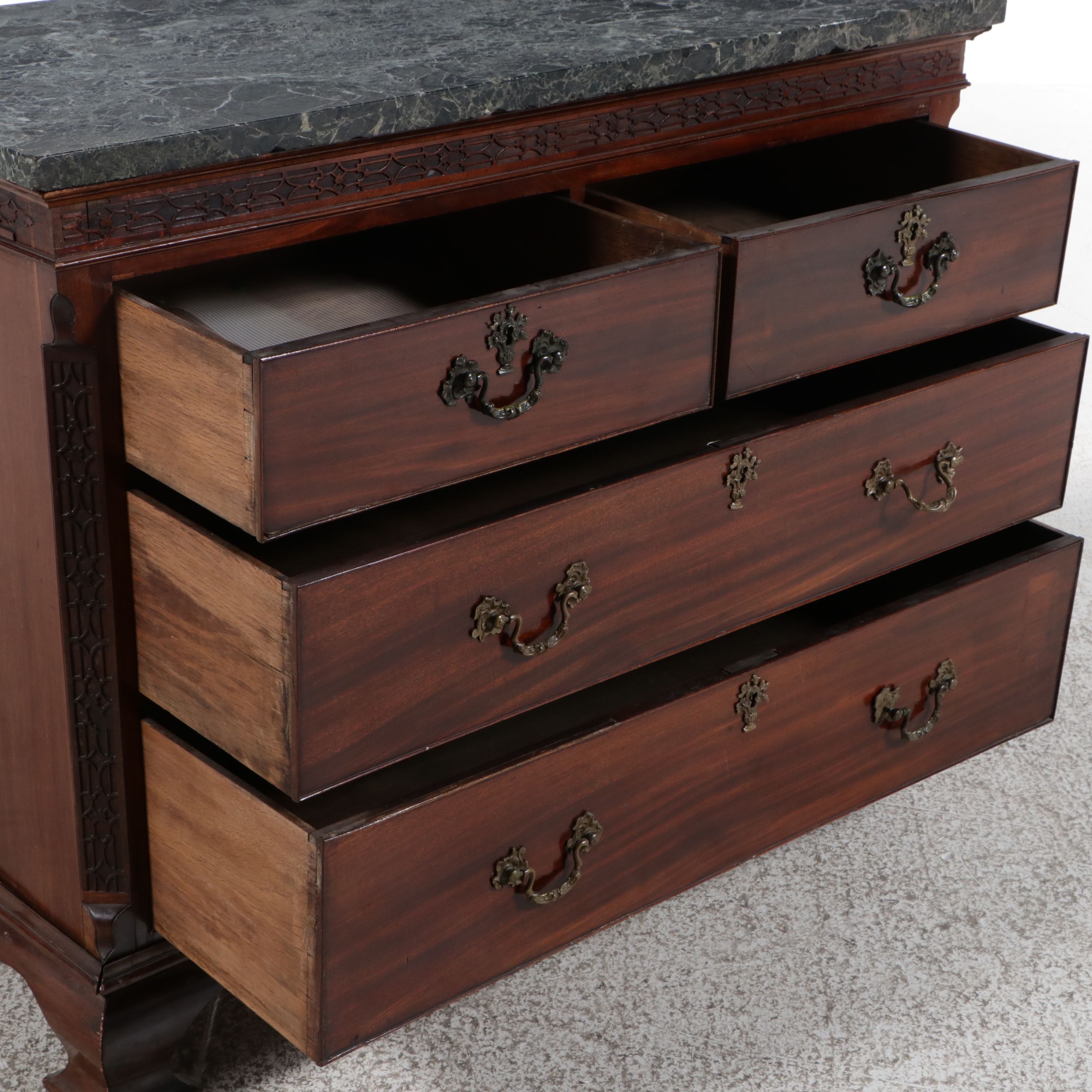 Georgian Style Marble Top Mahogany Commode