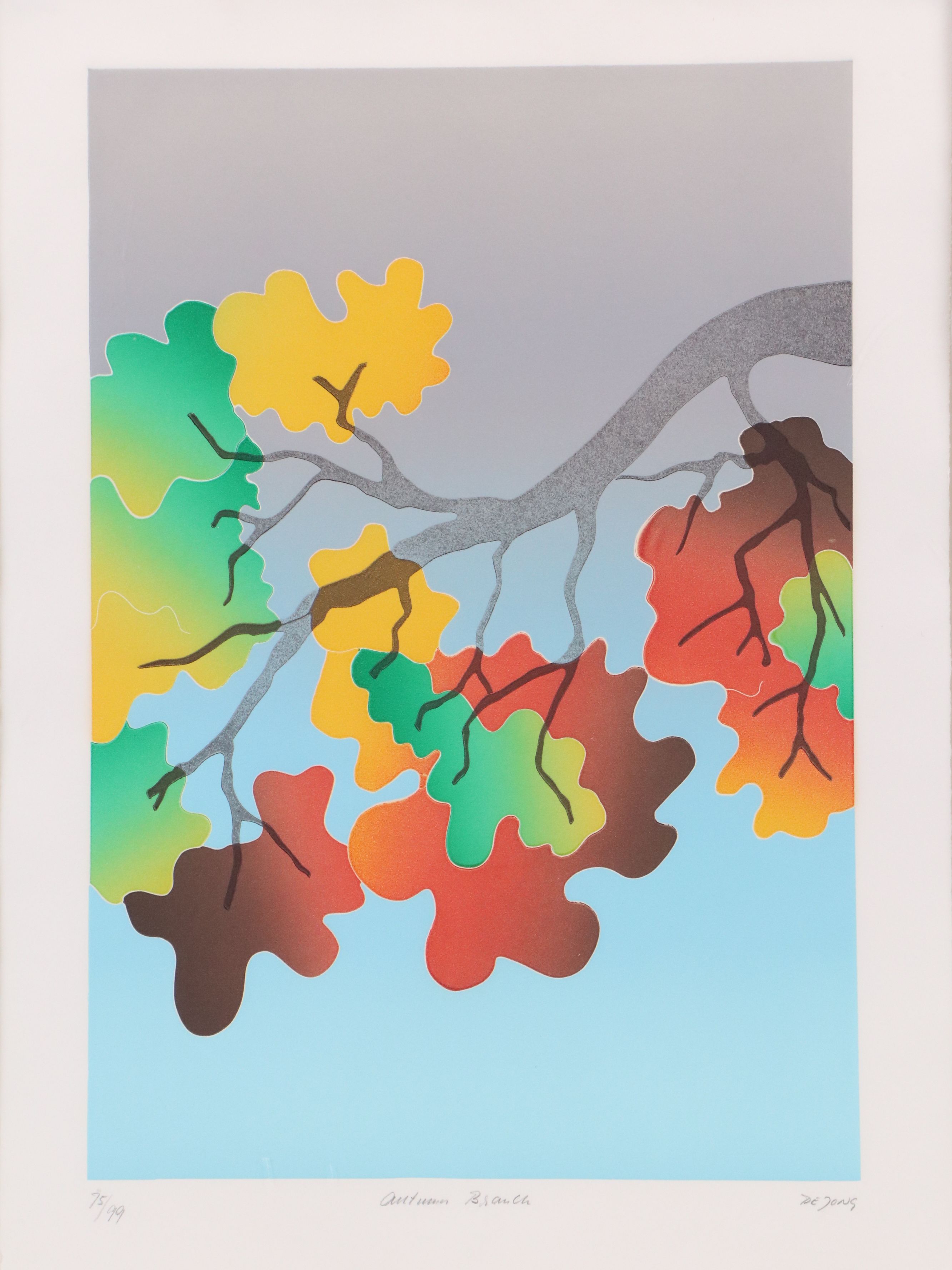 Thom De Jong Color Lithograph "Autumn Branch," Late 20th Century
