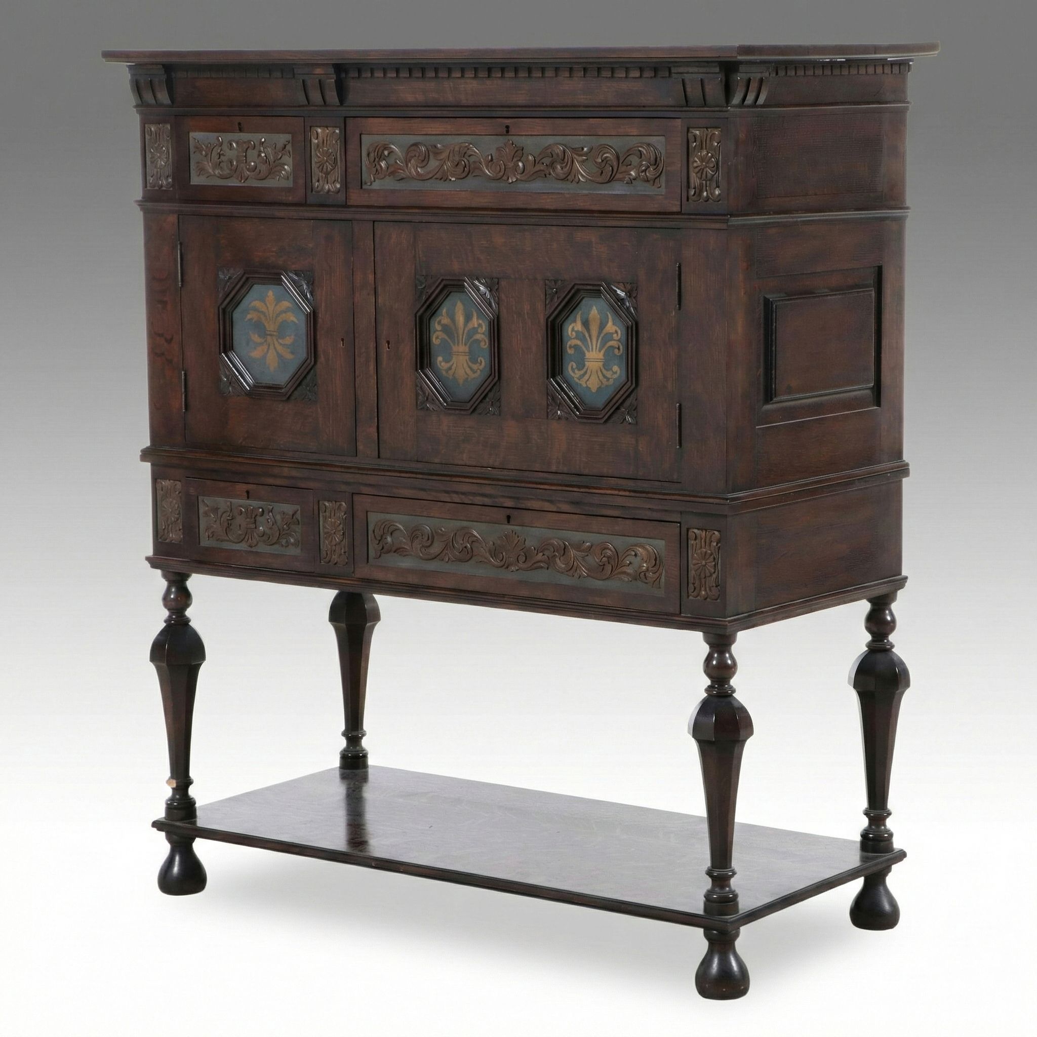 Jacobean Revival Oak Court Cupboard