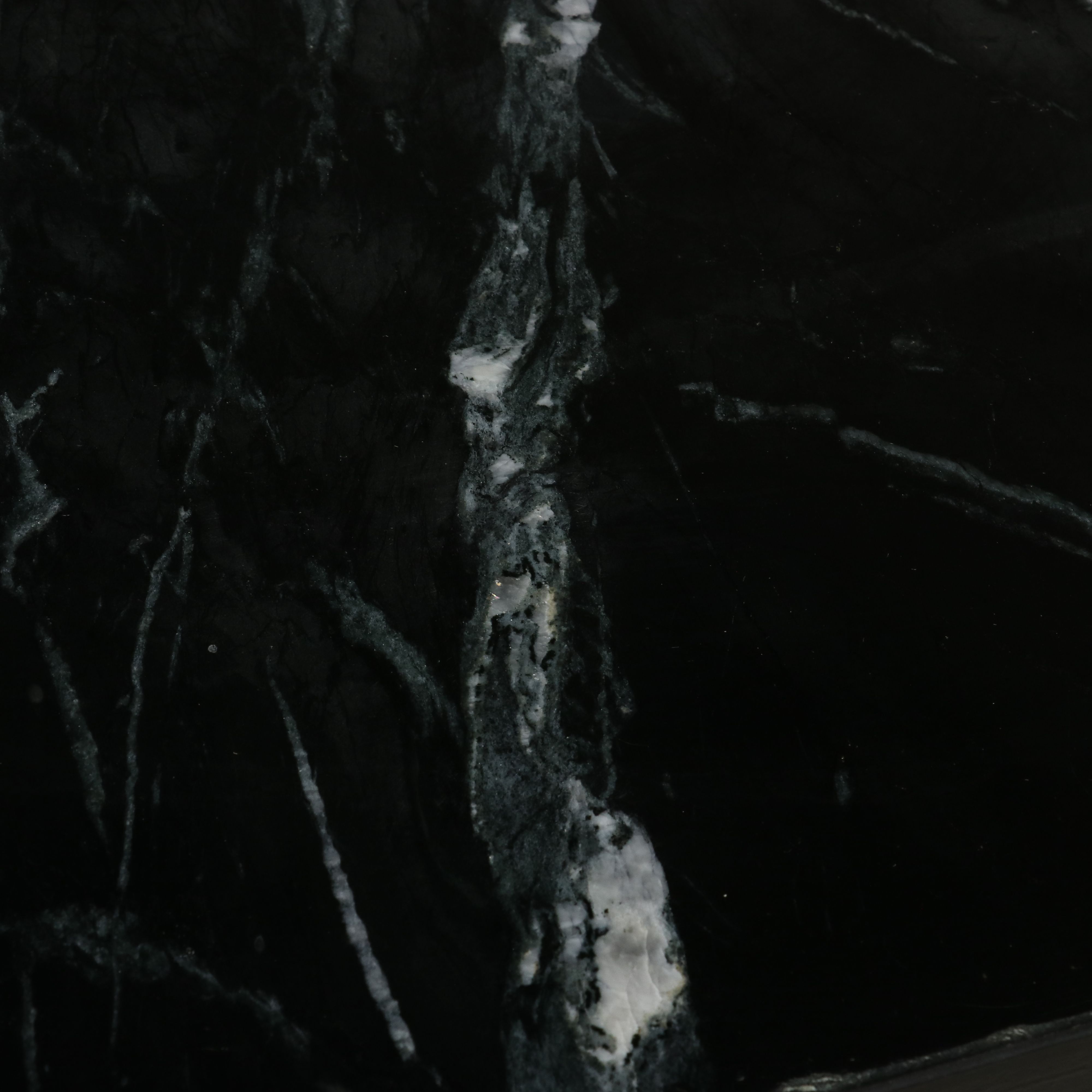 Mid Century Modern Style Black Marble Two-Tiered End Table