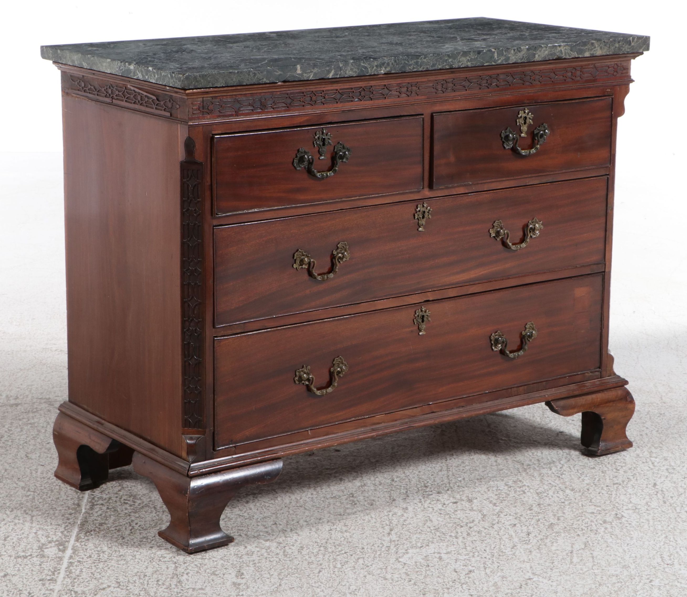 Georgian Style Marble Top Mahogany Commode