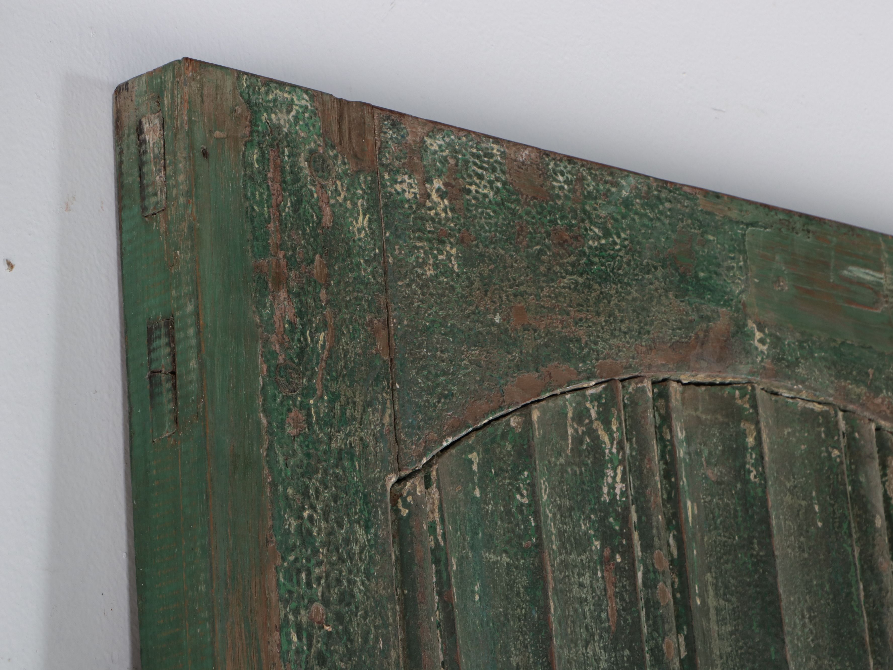 Pair of Rustic Green-Painted Wood Panel Doors