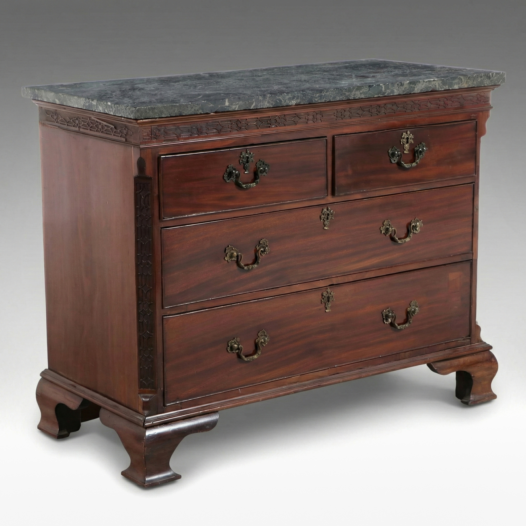 Georgian Style Marble Top Mahogany Commode