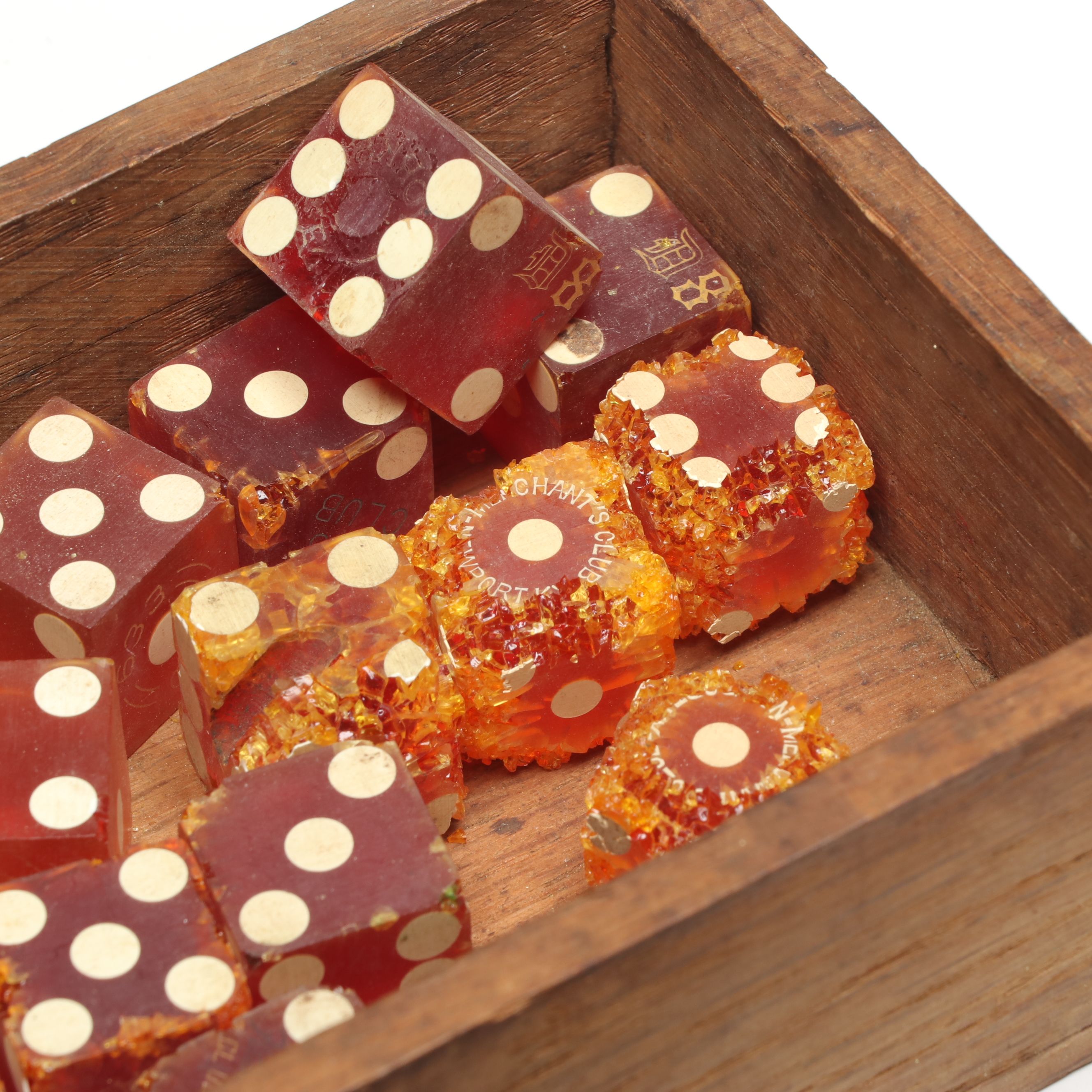 Yorkshire Club Glass Dice, Poker Chips, Miniature Dominoes and More Game Pieces