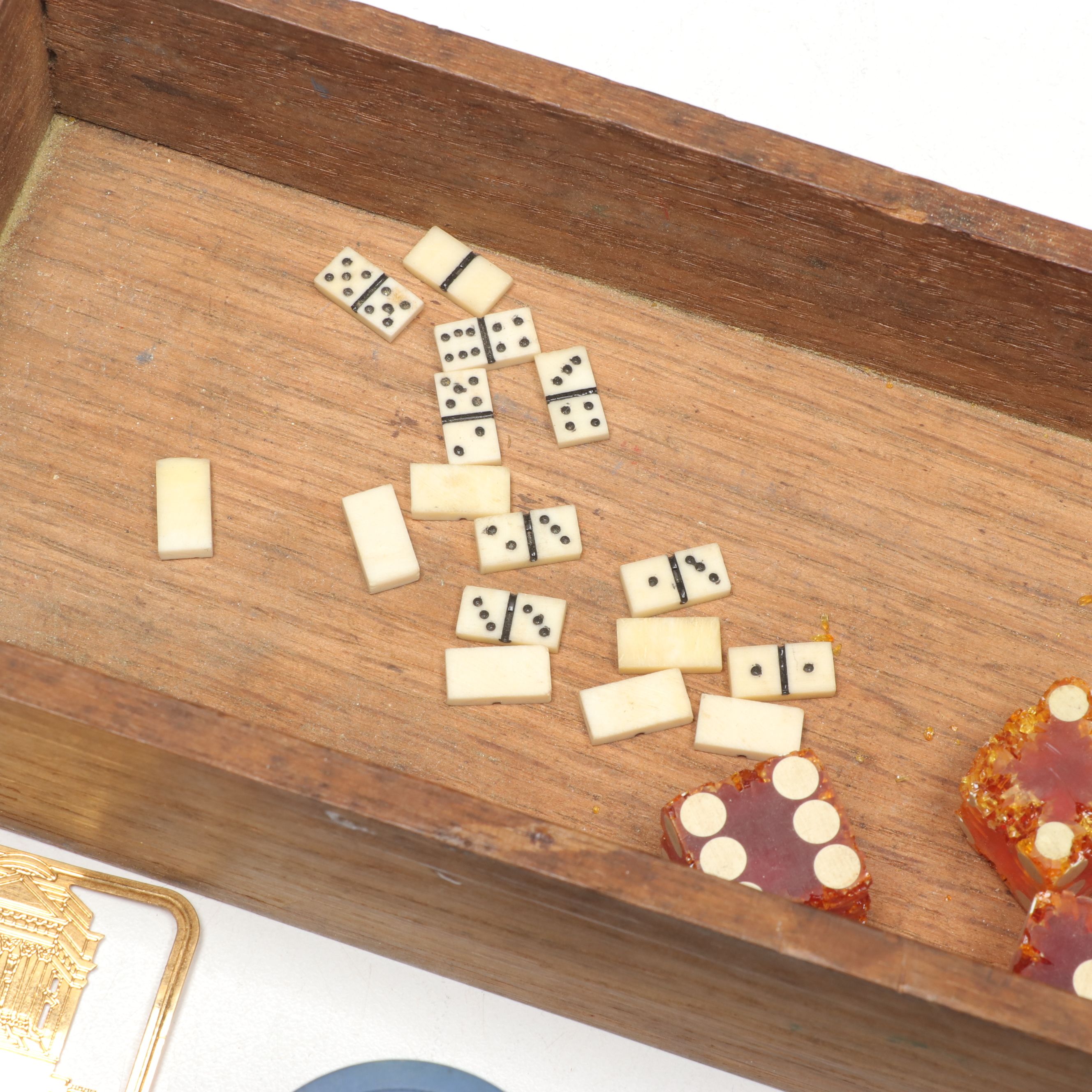 Yorkshire Club Glass Dice, Poker Chips, Miniature Dominoes and More Game Pieces