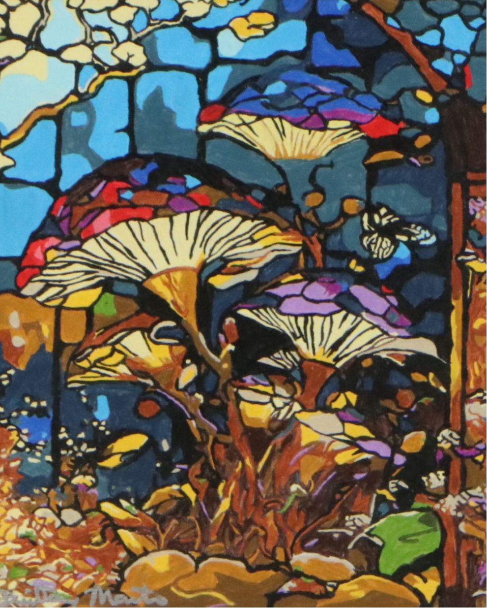 Brittony Martin Acrylic Painting of Mushrooms, Circa 2026
