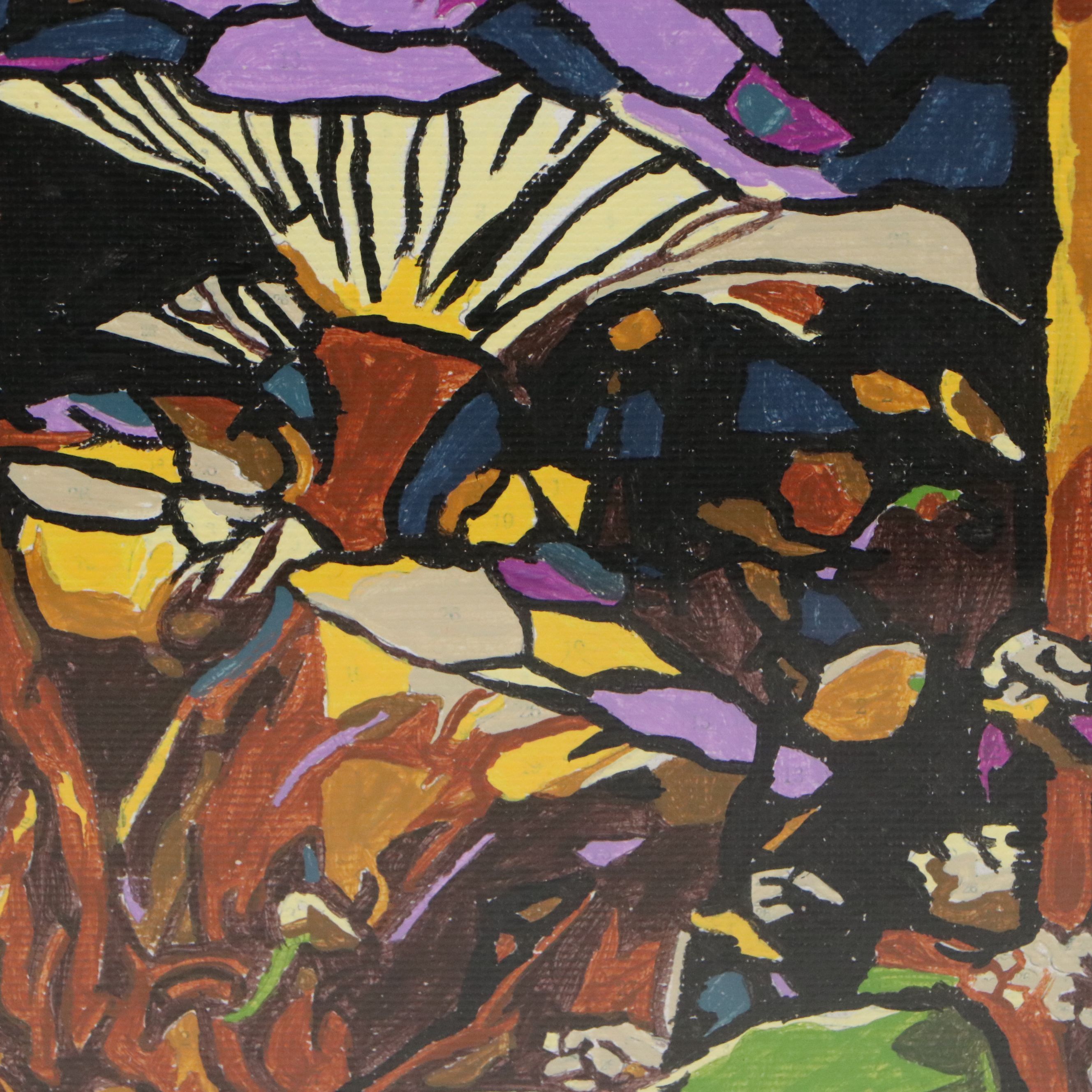 Brittony Martin Acrylic Painting of Mushrooms, Circa 2026