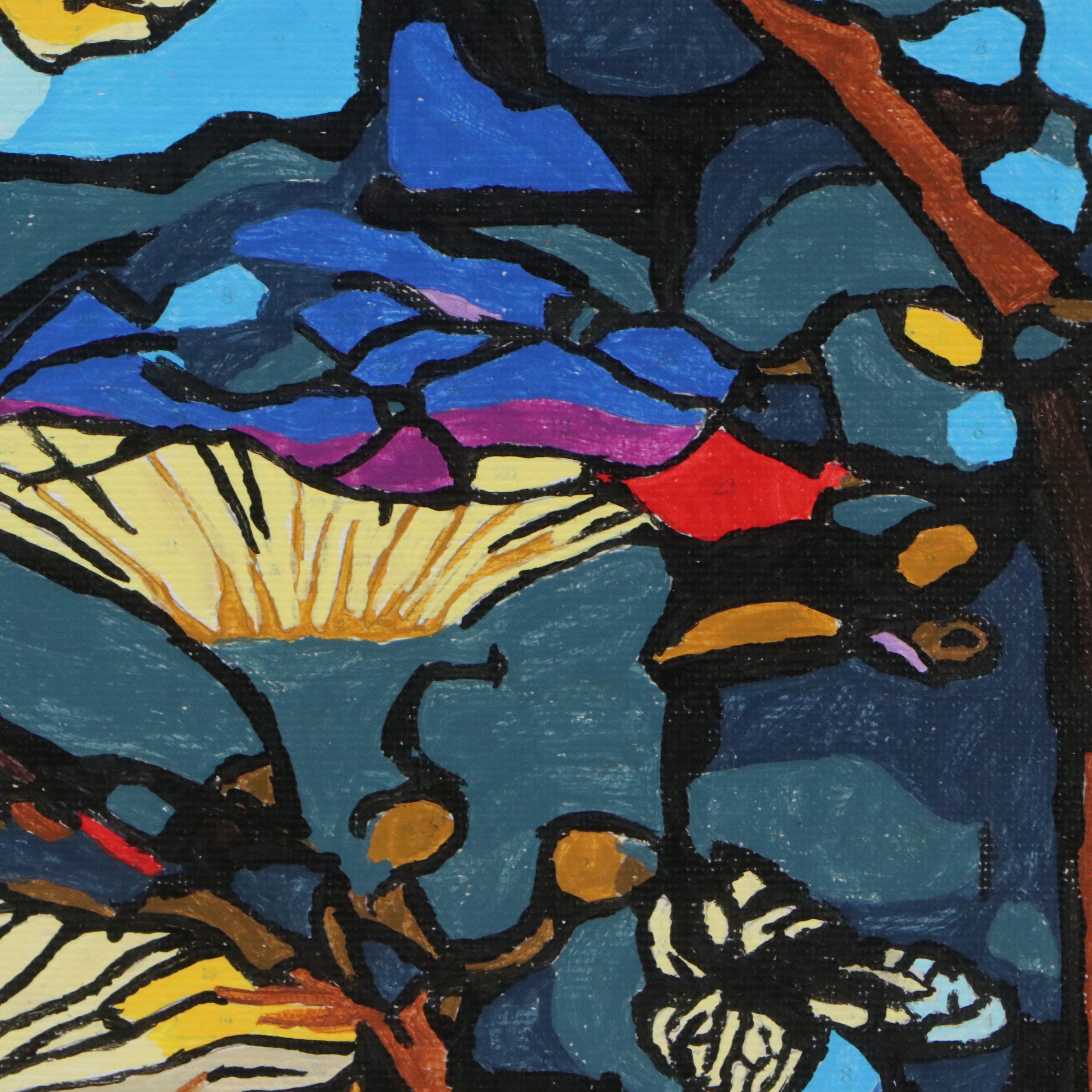 Brittony Martin Acrylic Painting of Mushrooms, Circa 2026