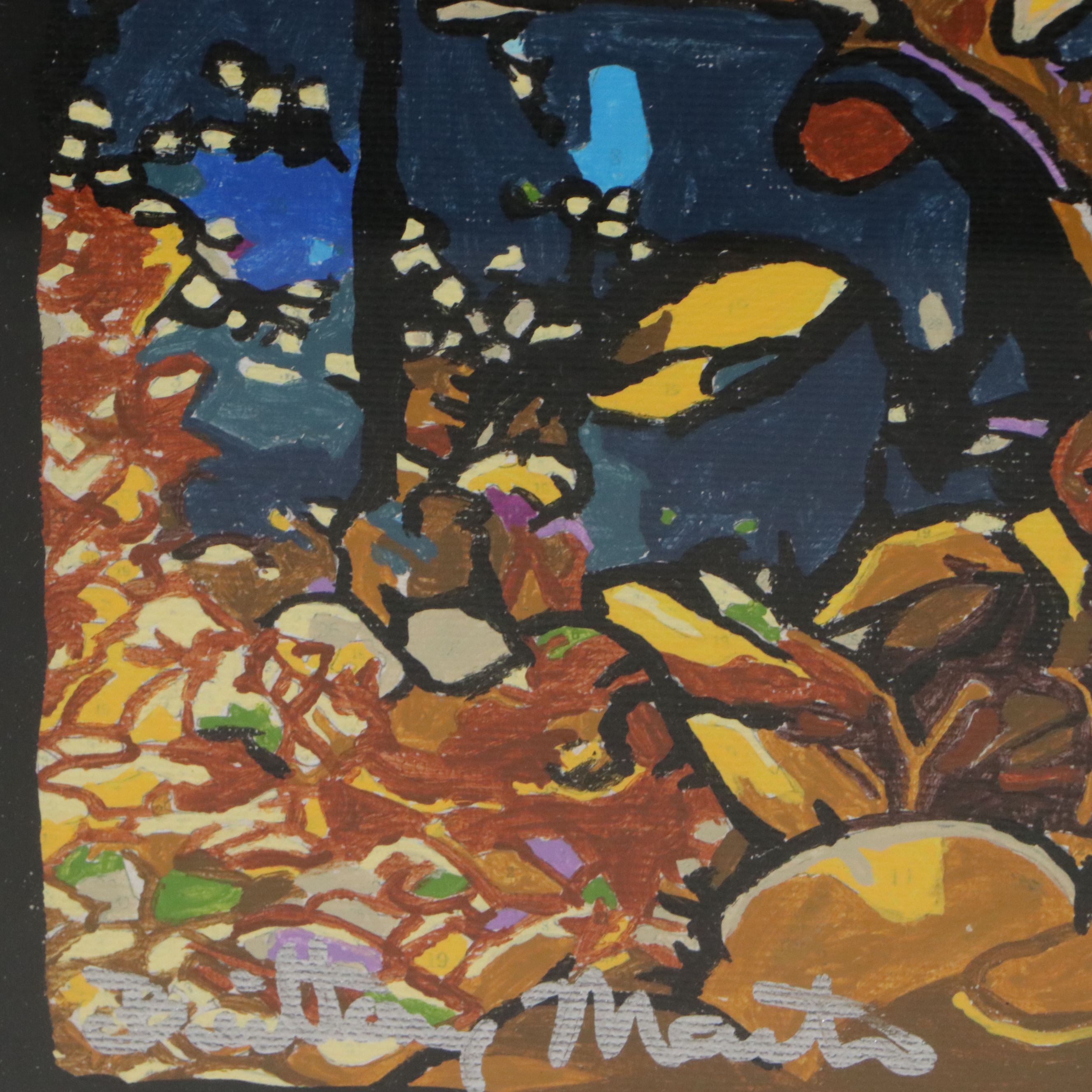 Brittony Martin Acrylic Painting of Mushrooms, Circa 2026