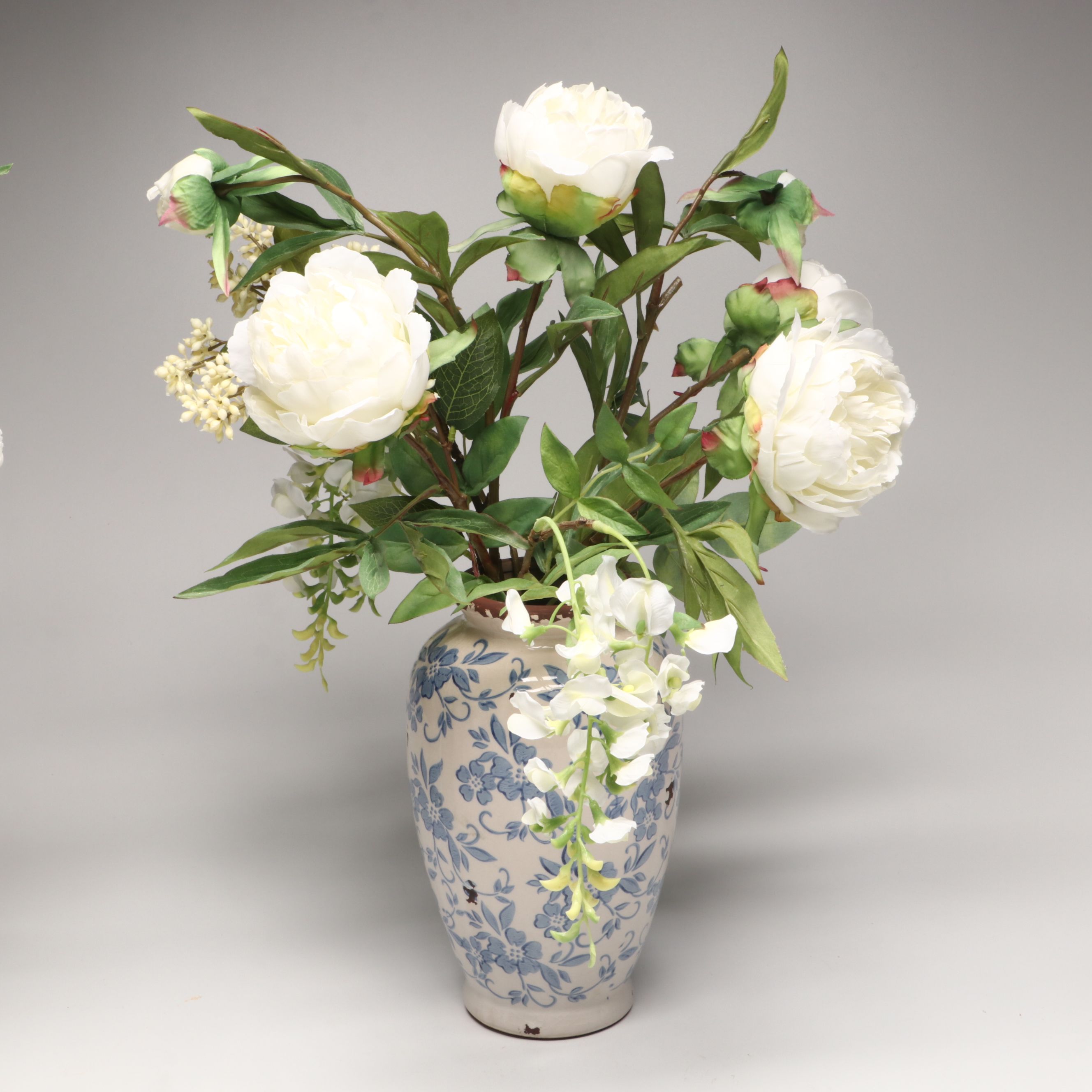 Lesal Ceramics Pitcher with Peony Vases and Artificial Flowers