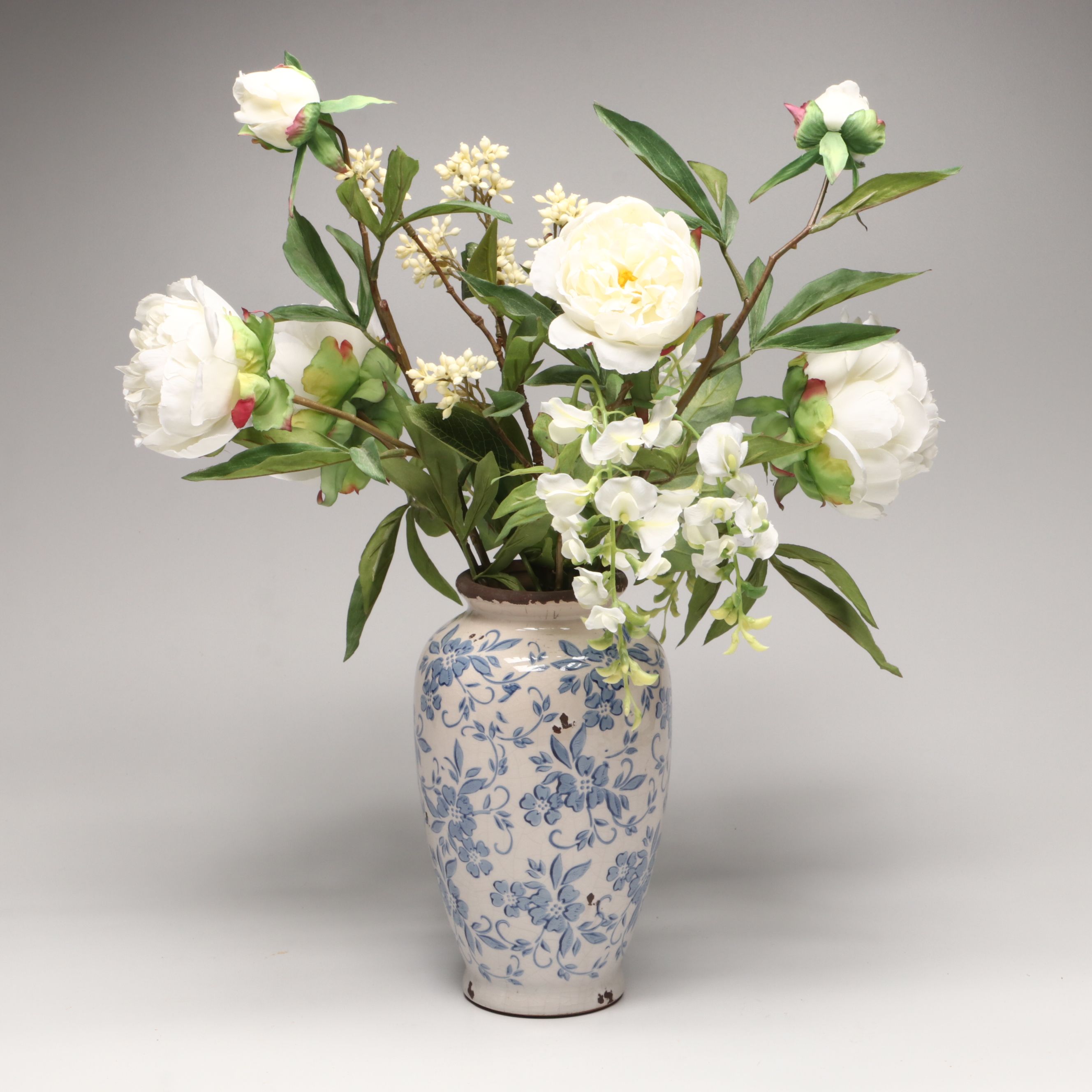 Lesal Ceramics Pitcher with Peony Vases and Artificial Flowers