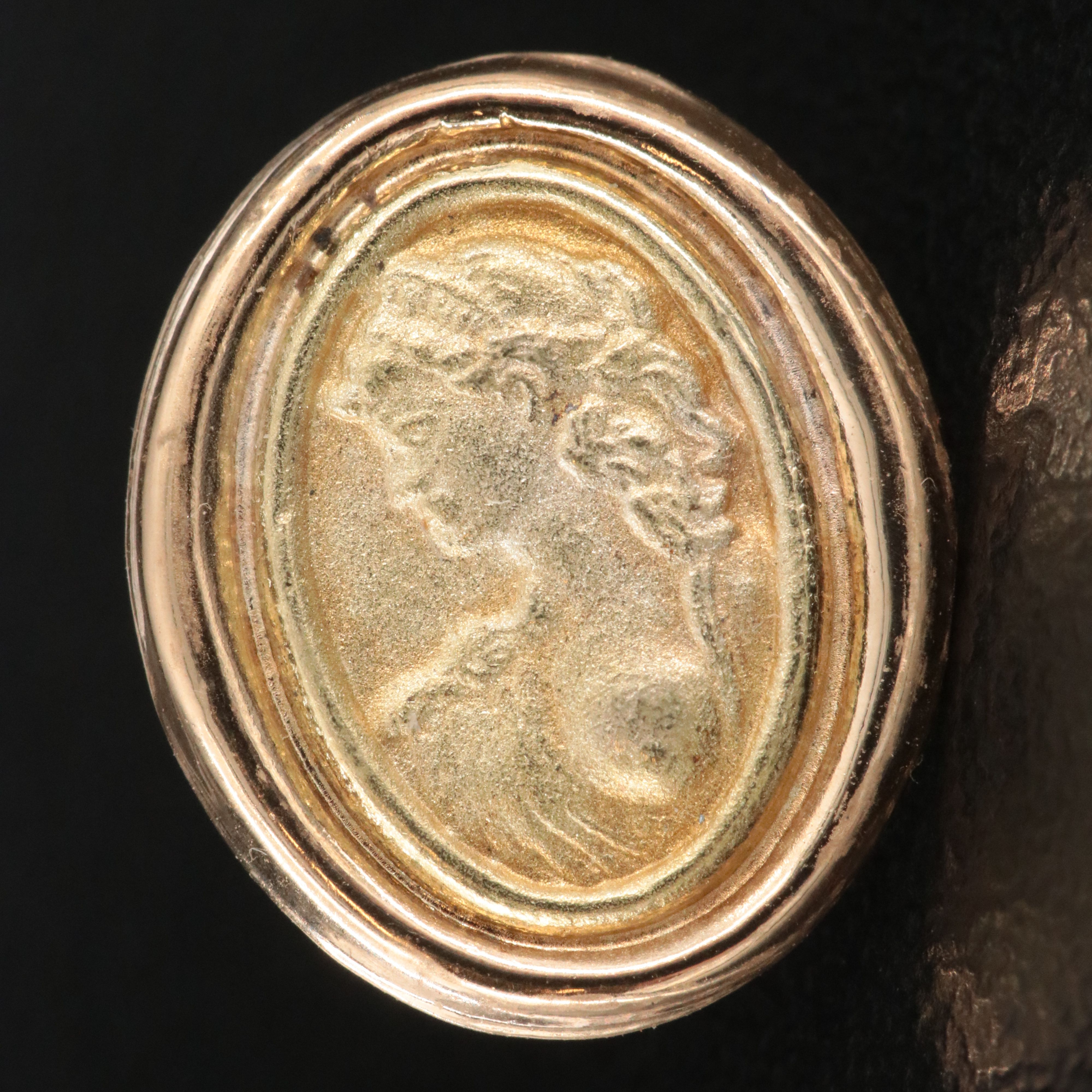 14K Cameo Button Earrings