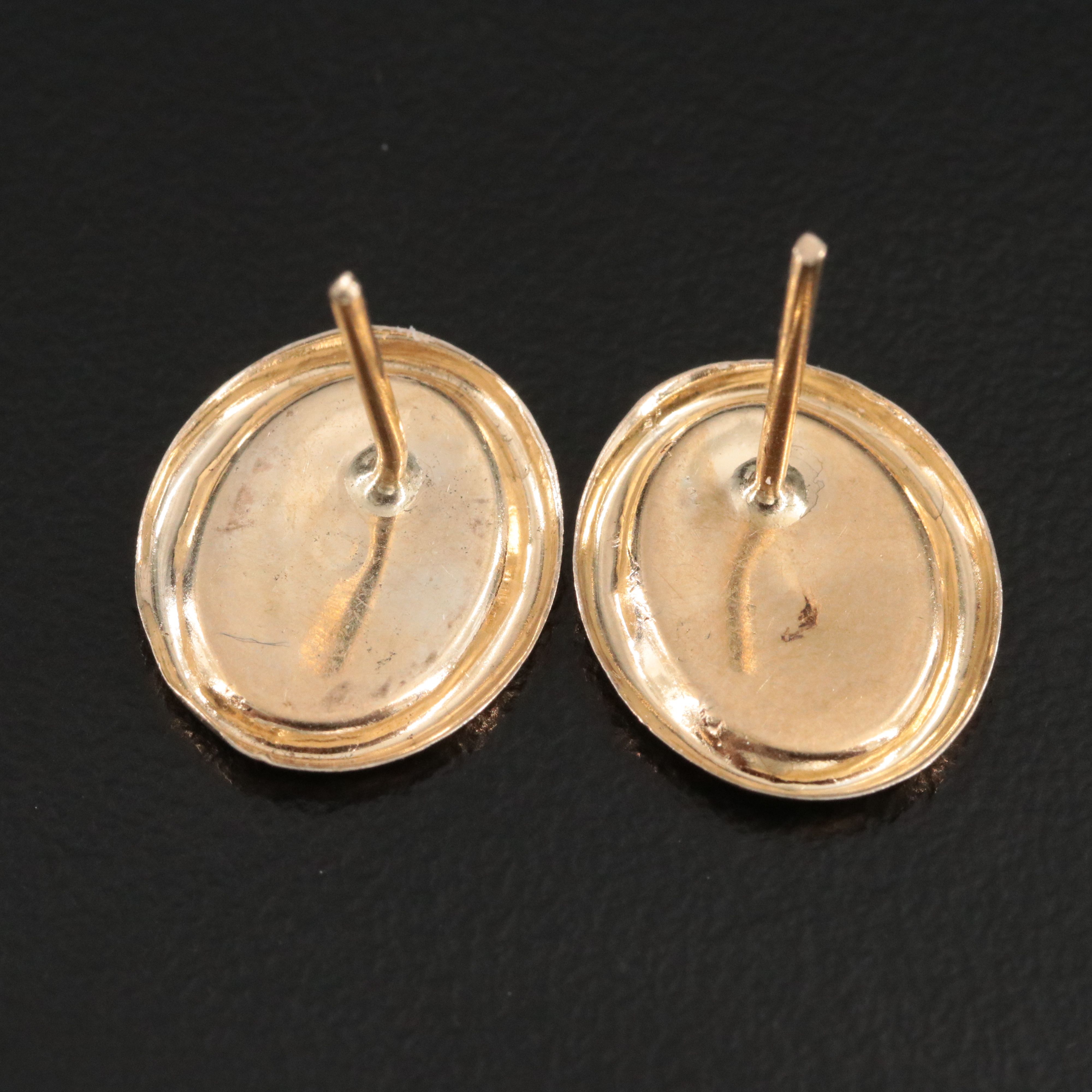14K Cameo Button Earrings