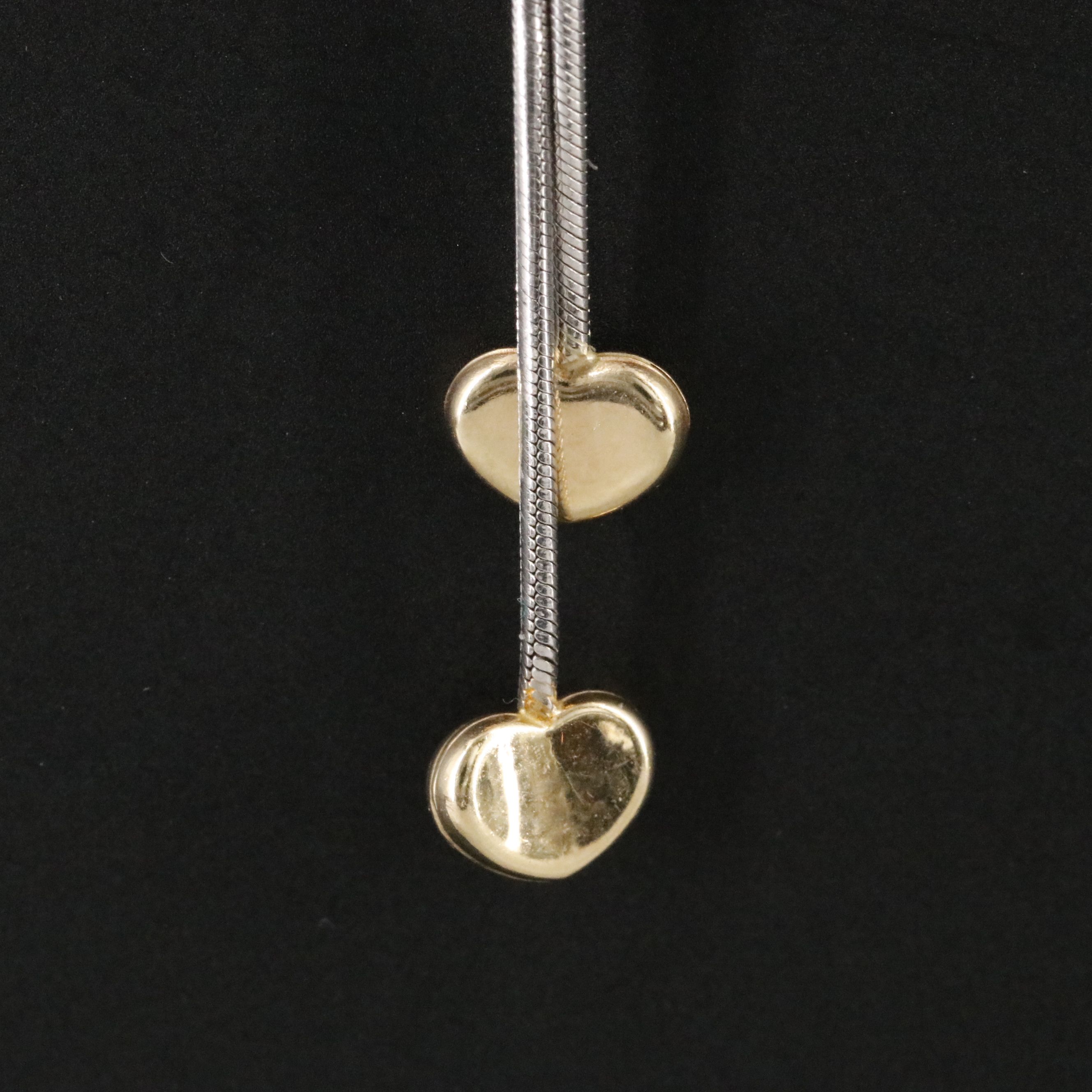 14K Two Tone Heart Lariat Necklace