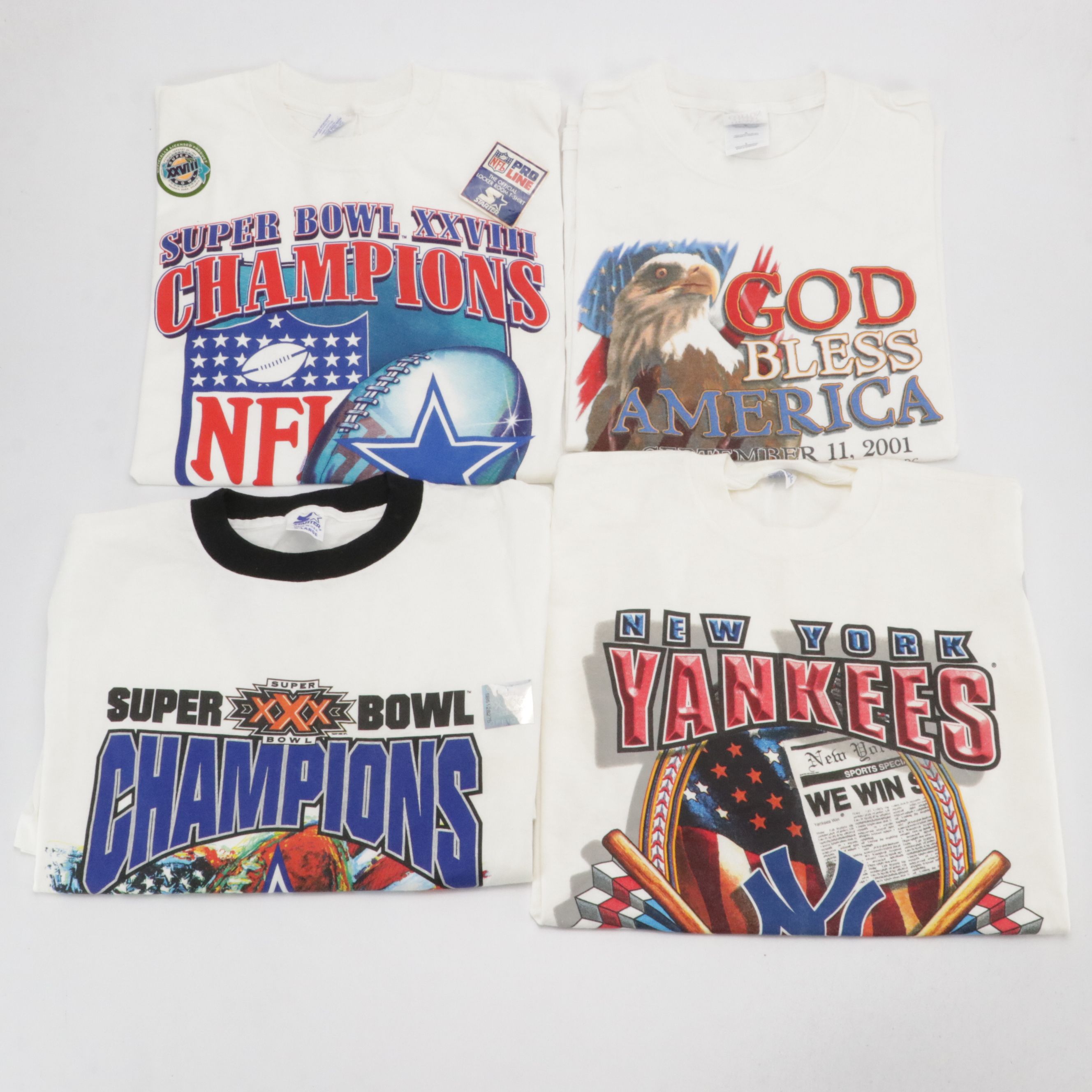 Men's Vintage Graphic T-Shirts Including Super Bowl XXVIII, World Series, More