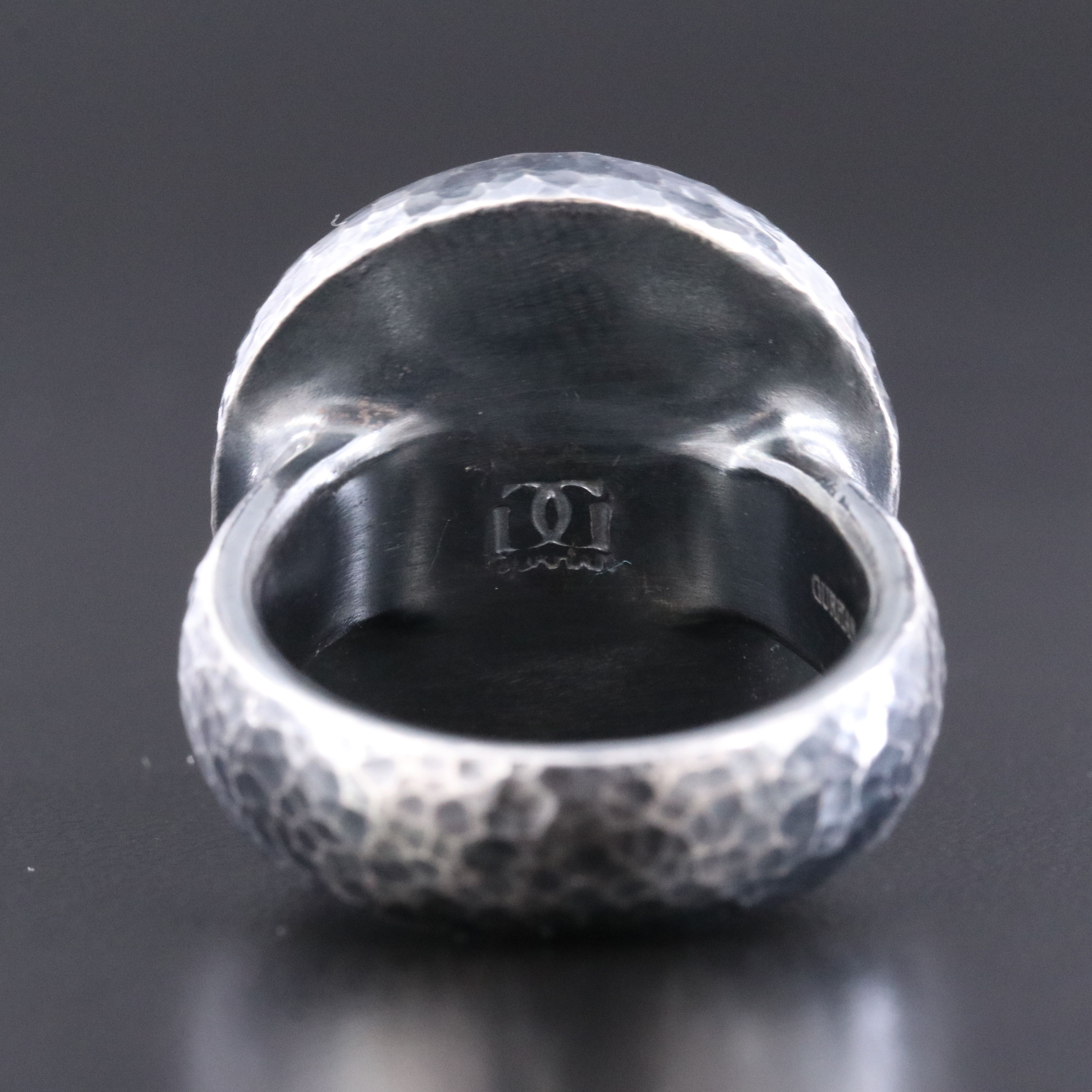 Gurhan Sterling Two-Tone Dome Ring with Hammered Finish