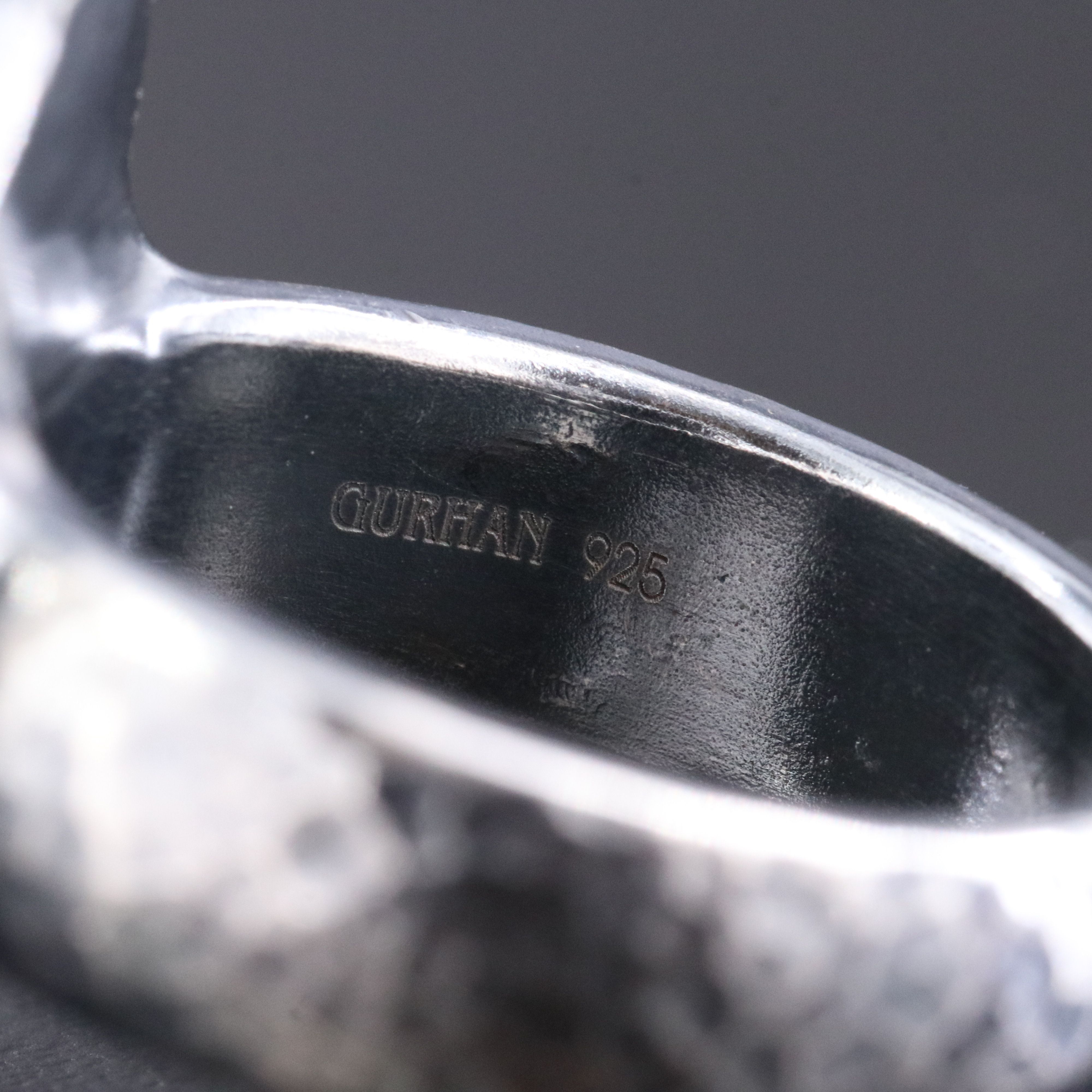 Gurhan Sterling Two-Tone Dome Ring with Hammered Finish